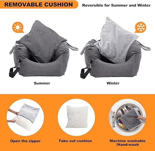 Miniatura 6 de Asiento elevador para perros pequeños, totalmente desmontable y lavable, asiento de automóvil para perros pequeños menores de 25 años, asiento de