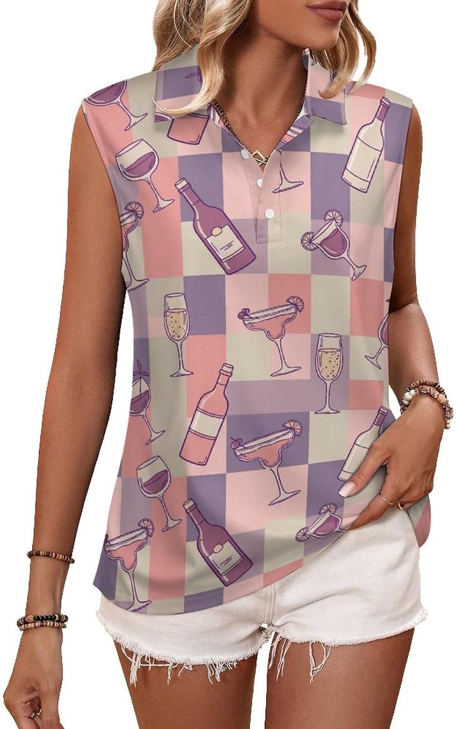 Women's Sleeveless Polo Shirt Quick Dry Athletic Tank Top for Golf Tennis Gym Small