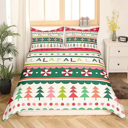 Erosebridal Juego de ropa de cama de Navidad individual para niños y niñas, funda de edredón con temática de Navidad, regalos de Papá Noel, funda de