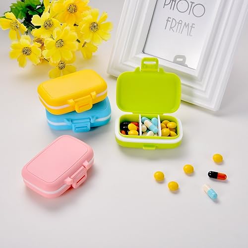 Miniatura 7 de JOVITEC Paquete de 4 pastilleros pequeños de plástico, impermeables, 3 compartimentos extraíbles, organizador de píldoras, soporte para medicamentos