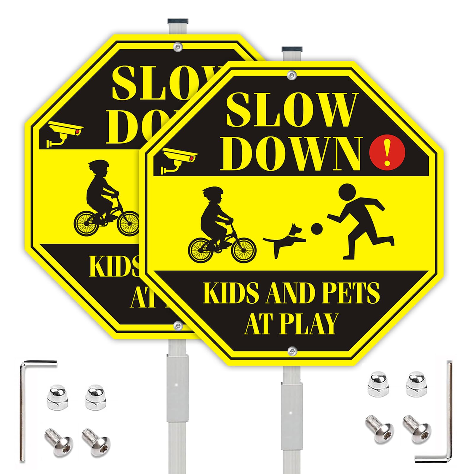 Yard Signs 2 Pack Slow Down Kids And Pets At Play 18 X 12 Inches Slow ...