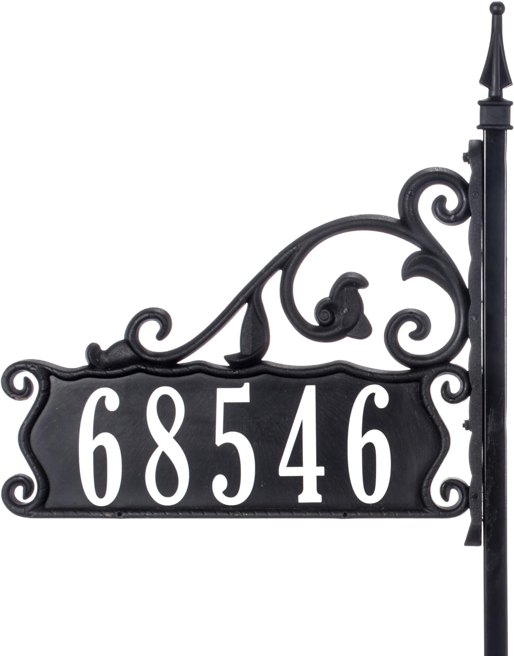 Boardwalk Customized Address Yard Sign Floral Design Address Sign, Handcrafted, Double-Sided, Reflective 30 Post - AS