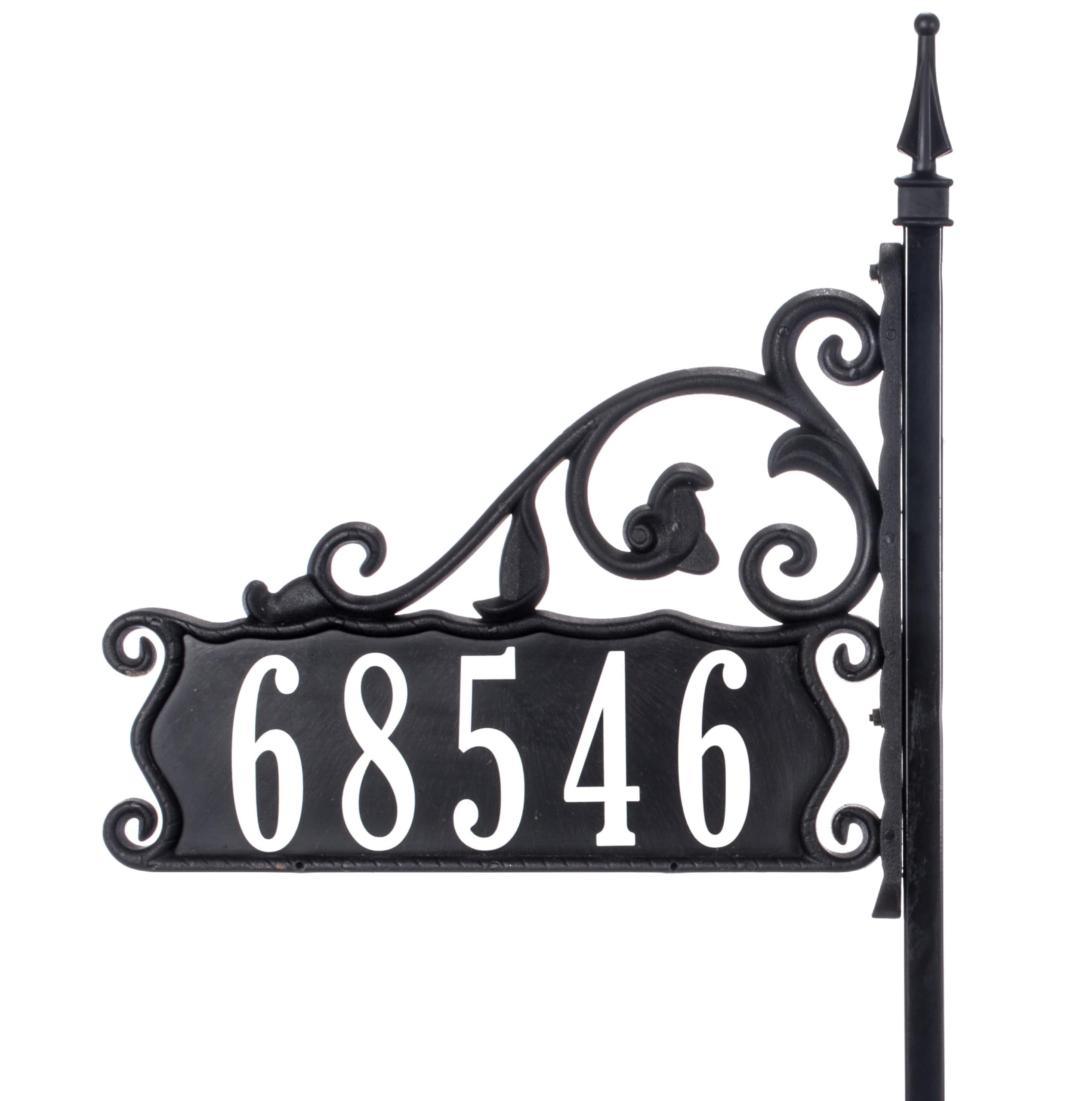 Boardwalk Customized Address Yard Sign Floral Design Address Sign, Handcrafted, Double-Sided, Reflective 30 Post - AS