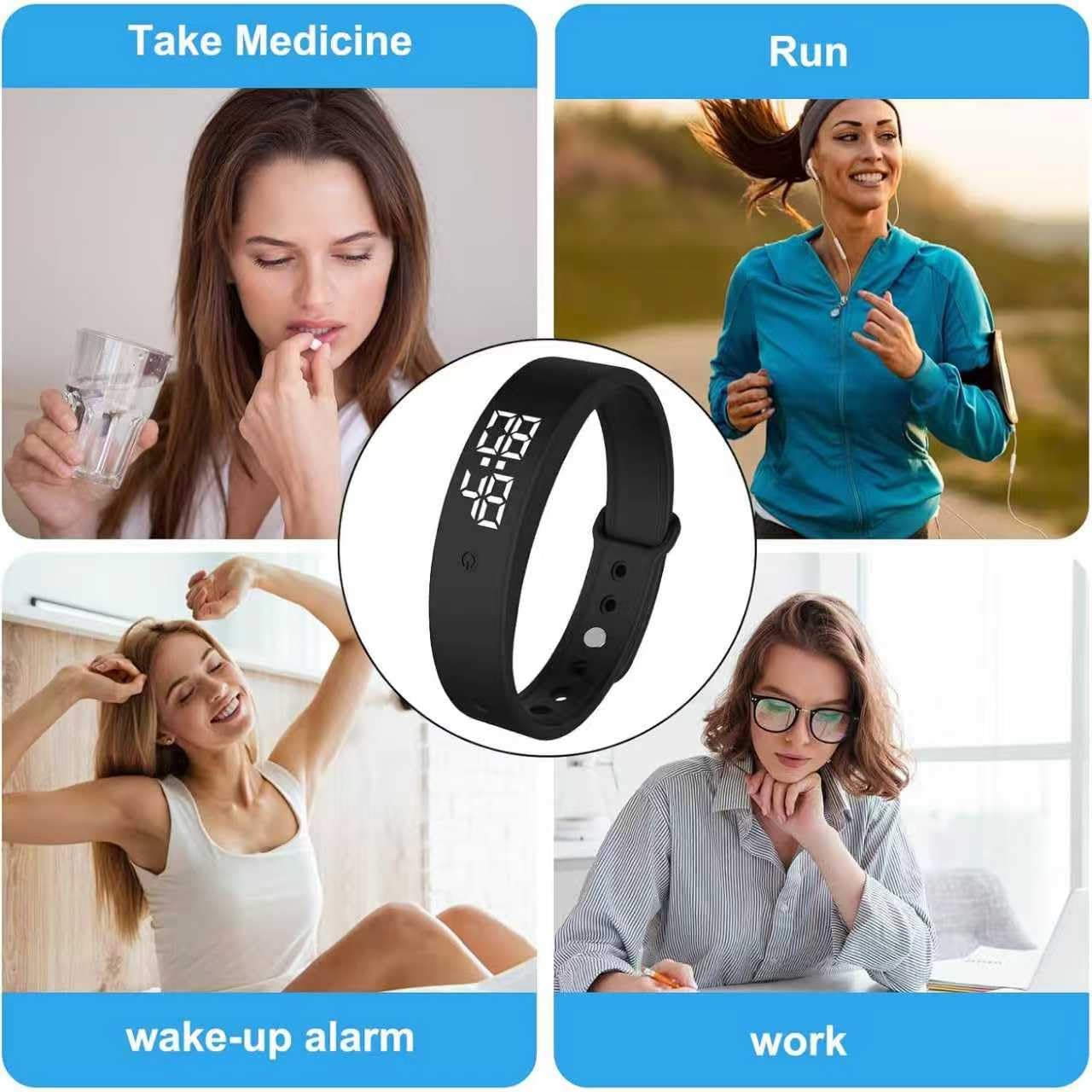 Vibrating Alarm Clock Watch for Heavy Sleepers, Silent Wake Up Bracelet & Smart Wristband, Wearable Vibration Wrist Alarm, Non-Audible Sleep Wristband for Men & Women — view 7
