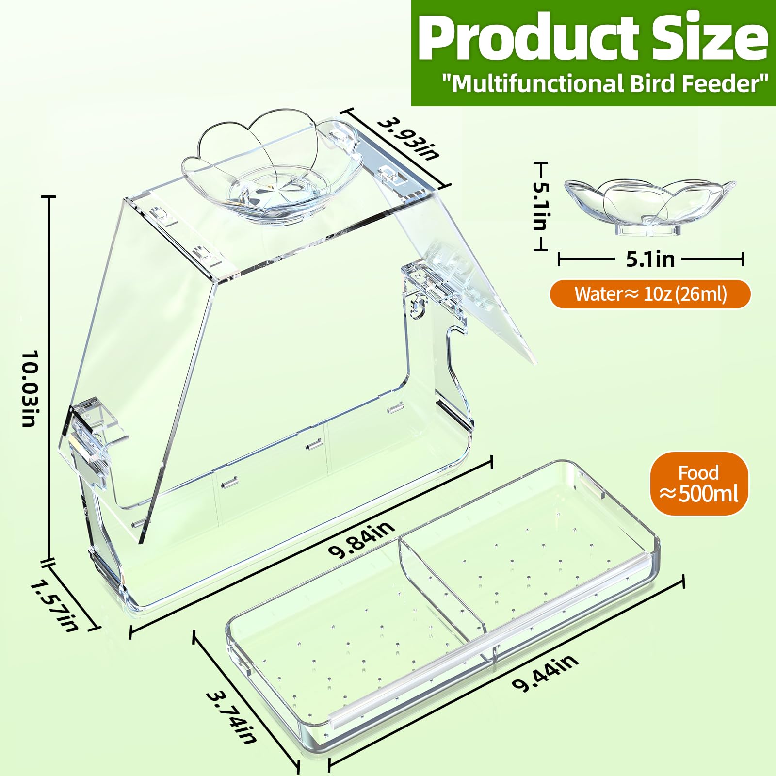 WENMIXER Comedero para pájaros con ganchos autoadhesivos que no dejan marcas, transparente y transparente, regalo de observación de aves silvestres al aire libre, decoración de jardín (casa)