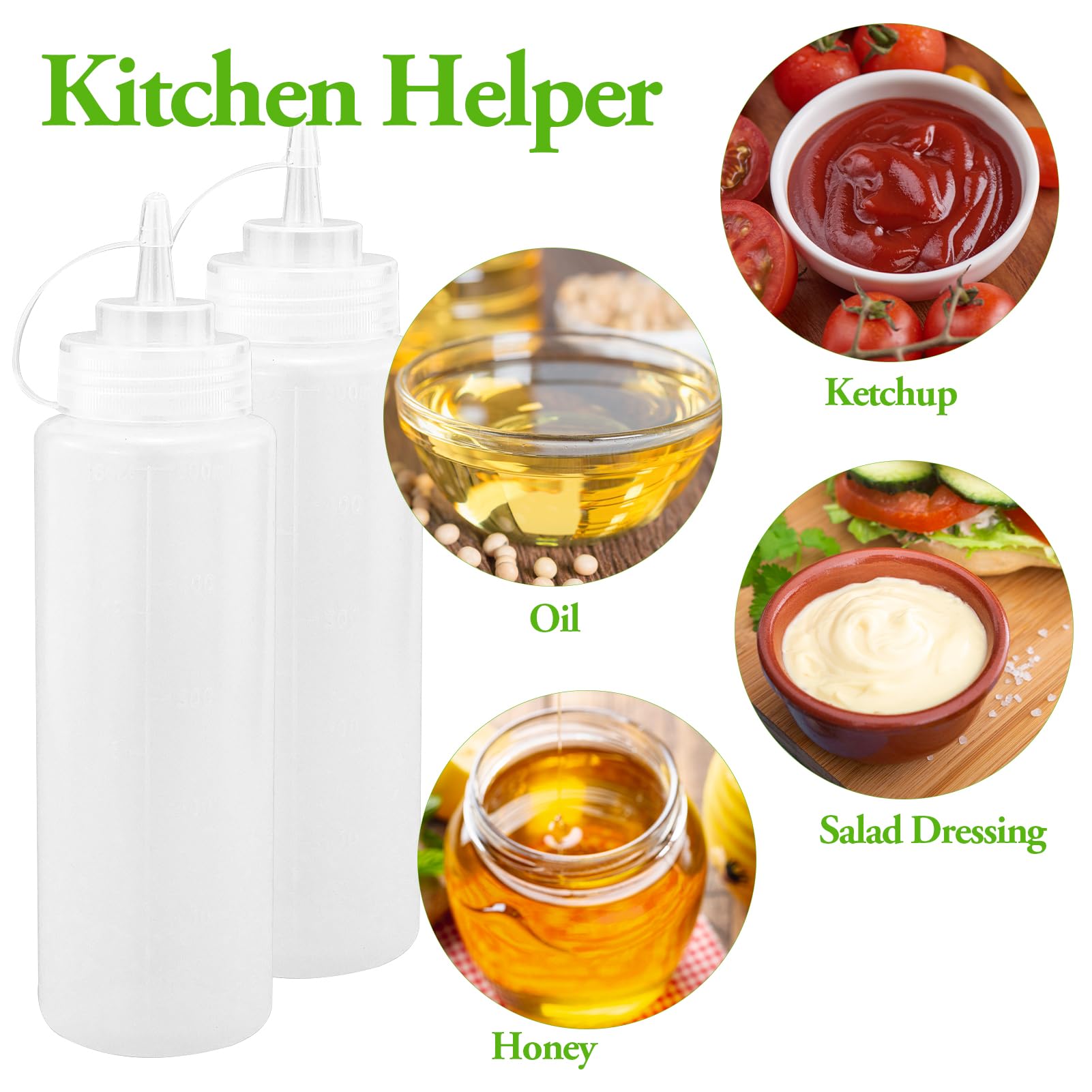 6 Pezzi Bottiglia di Condimento in Plastica, 500ml Bottiglia Squeeze di Plastica con Coperchio, Bottiglia di Salsa, Adatto per Ketchup, Senape, Mayo, Salse Piccanti, Olio D'oliva