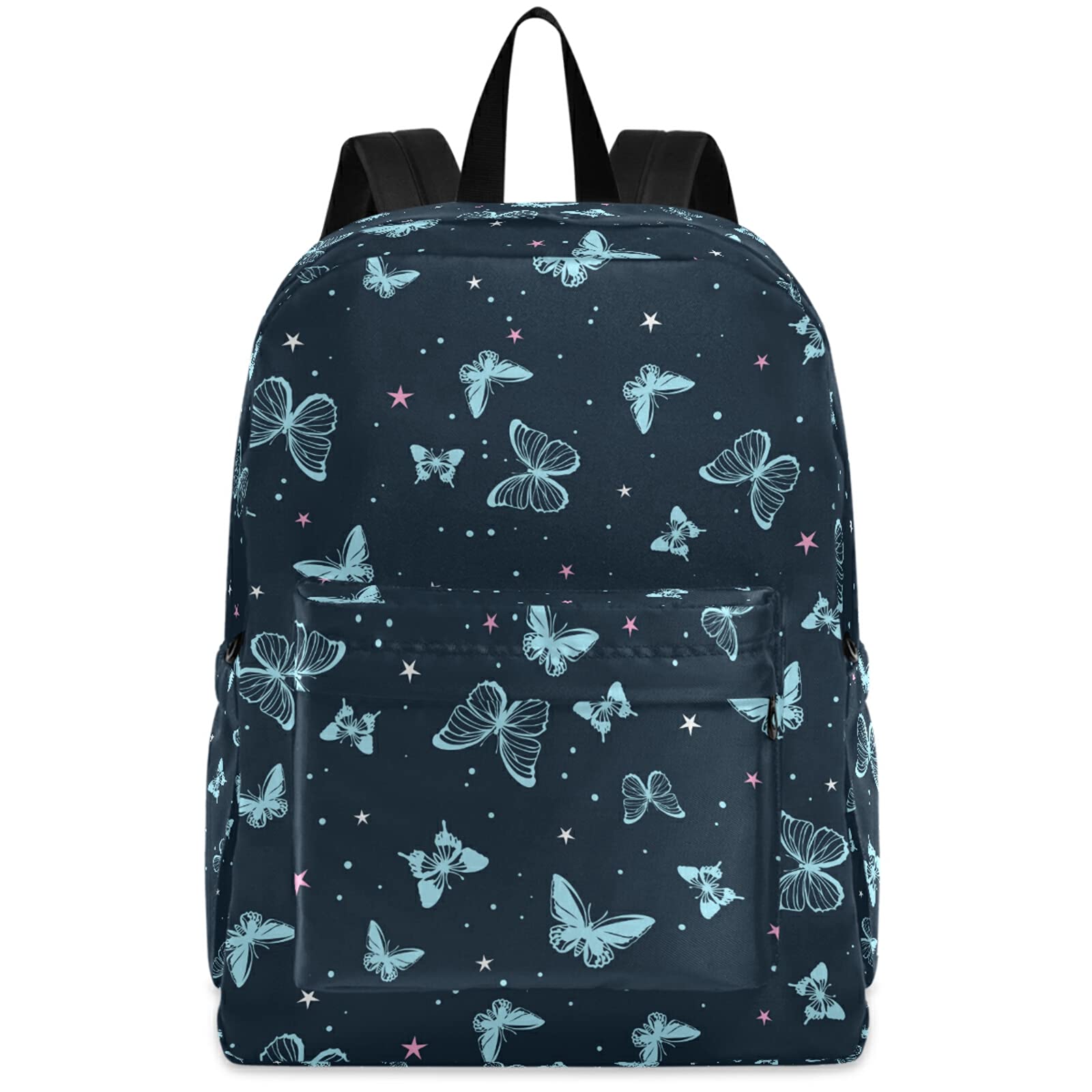 Fustylead Personalized Kids Backpack, Durable School Bag for Boys Girls (Blue Butterflies)