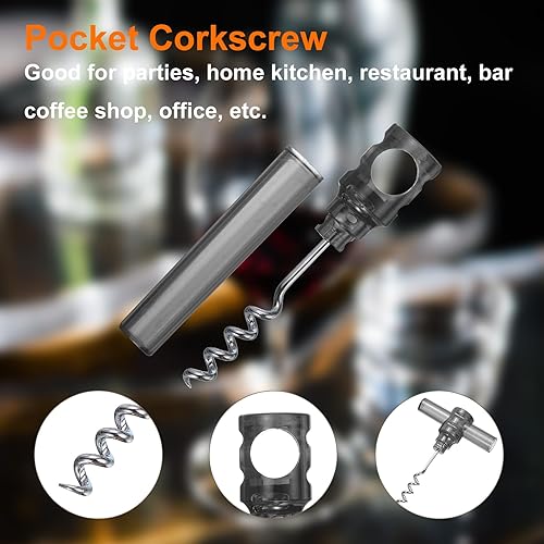 Miniatura 5 de uxcell Sacacorchos de viaje de 4.2 pulgadas, sacacorchos de bolsillo, abridor de vino portátil, mini abridor de corcho de vino de plástico para