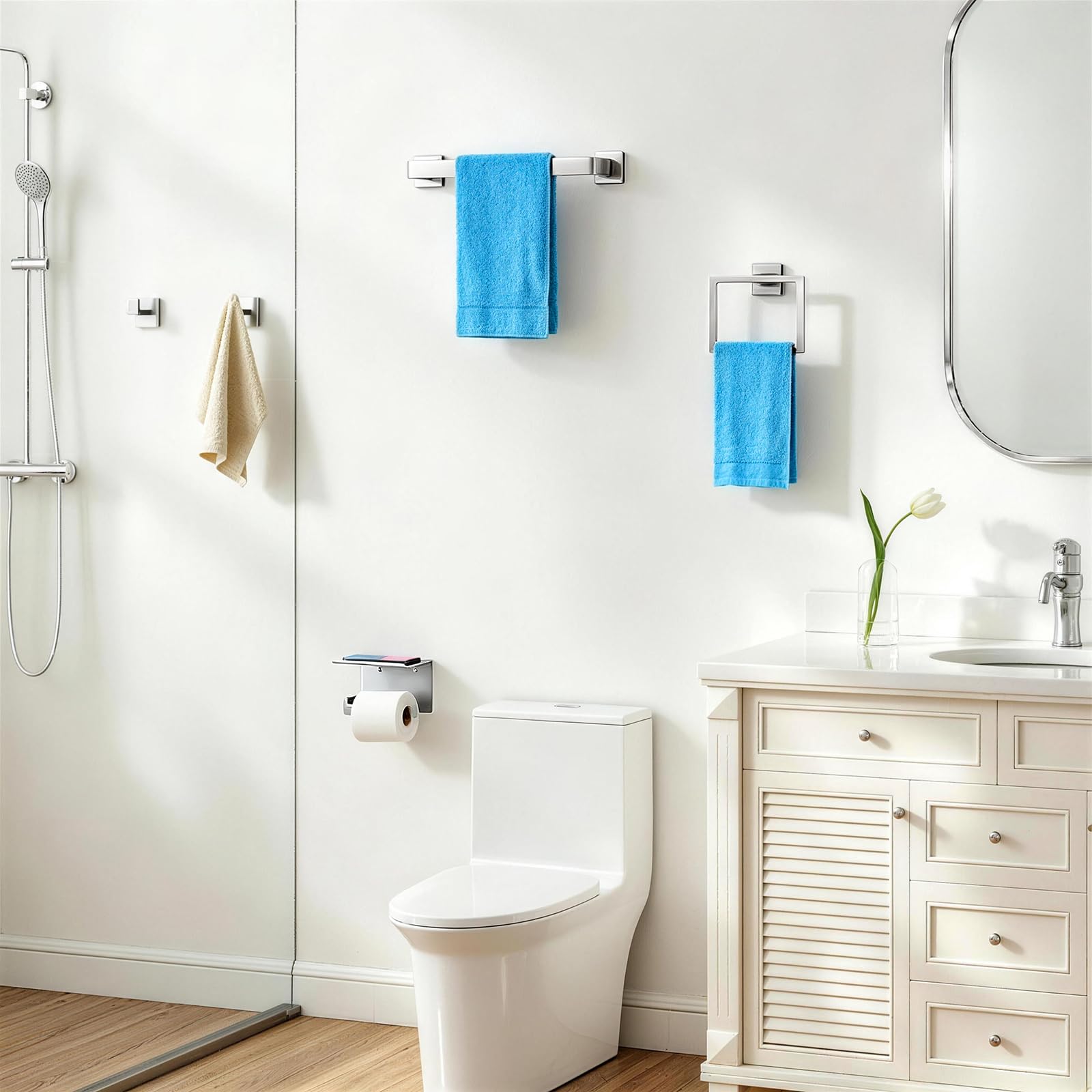 STWWO 5-Piece Bathroom Accessories Hardware Set Brushed Nickel — Amazon image 6