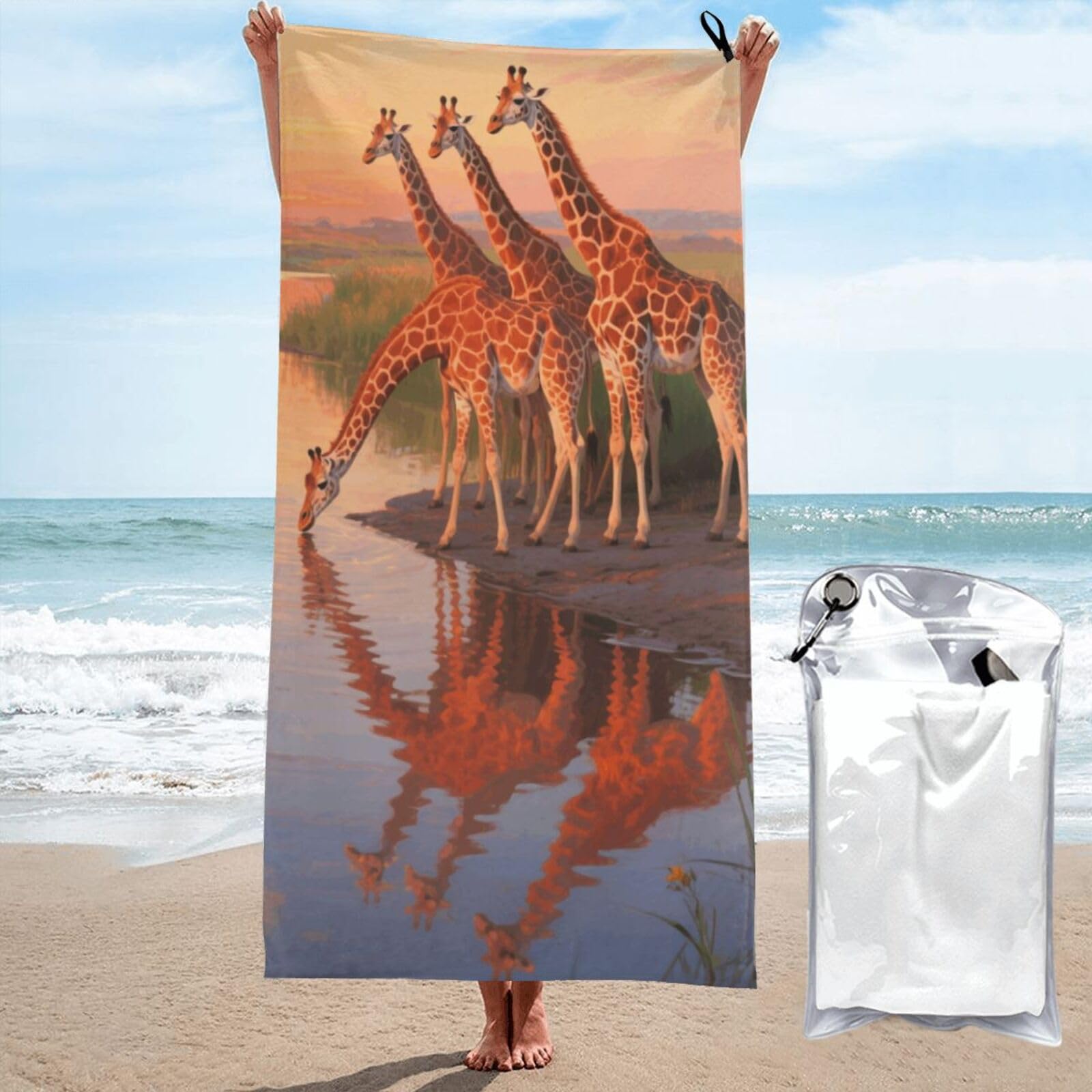 LMNGH Giraffe Bath Towel Super Absorbent Quick Dry Bathroom Towel Sand Free Microfiber Beach Towels for Bathroom, Gym, Spa and Hotel Towel 27.5"x55"