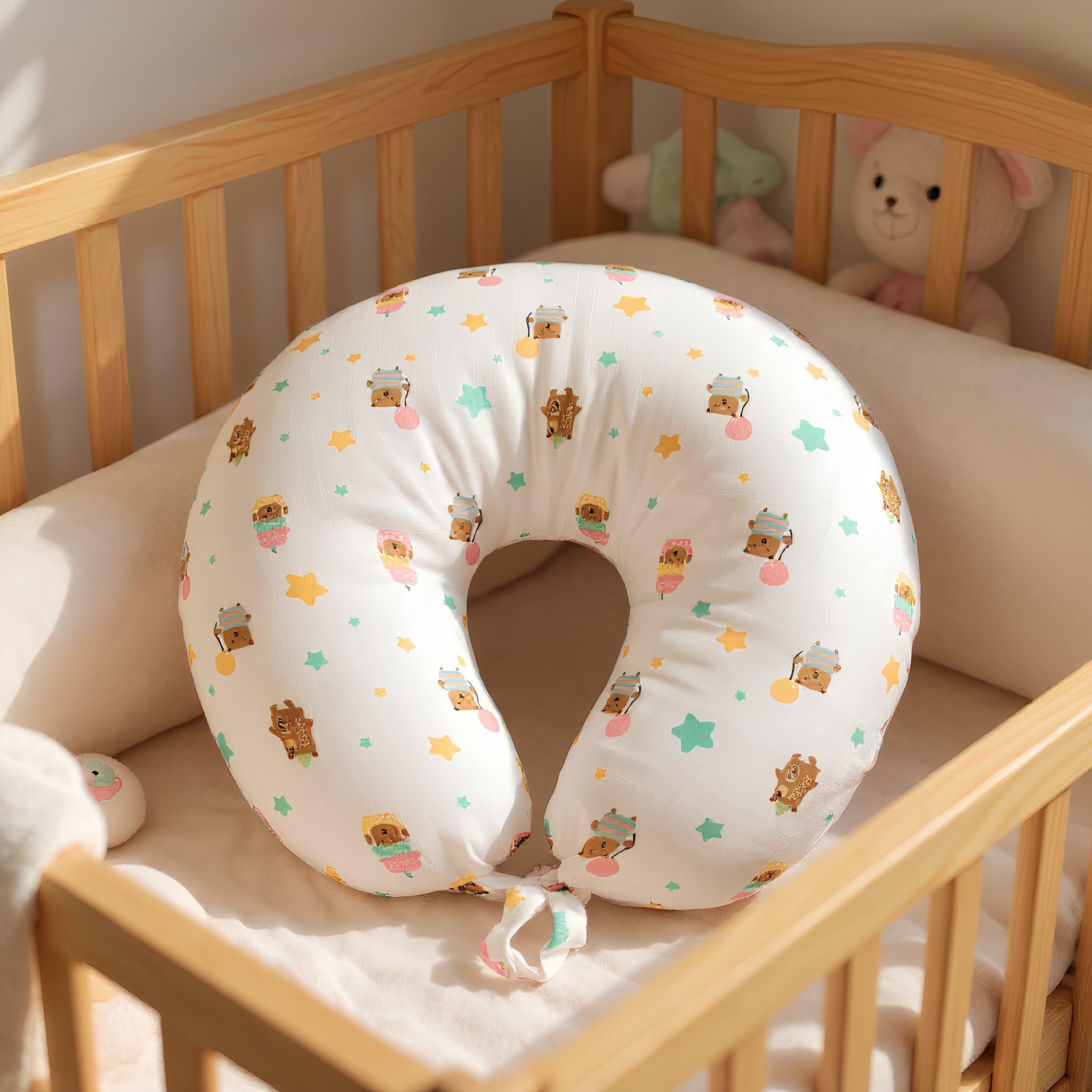 VOIDROP Feeding Pillow for Babies & Mothers Nursing Pillow for Breastfeeding Bottle Feeding Soft Cotton Cover Comfortable Support Cushion for Mom & Infant Washable & Durable (Brown Teddy)-image-44