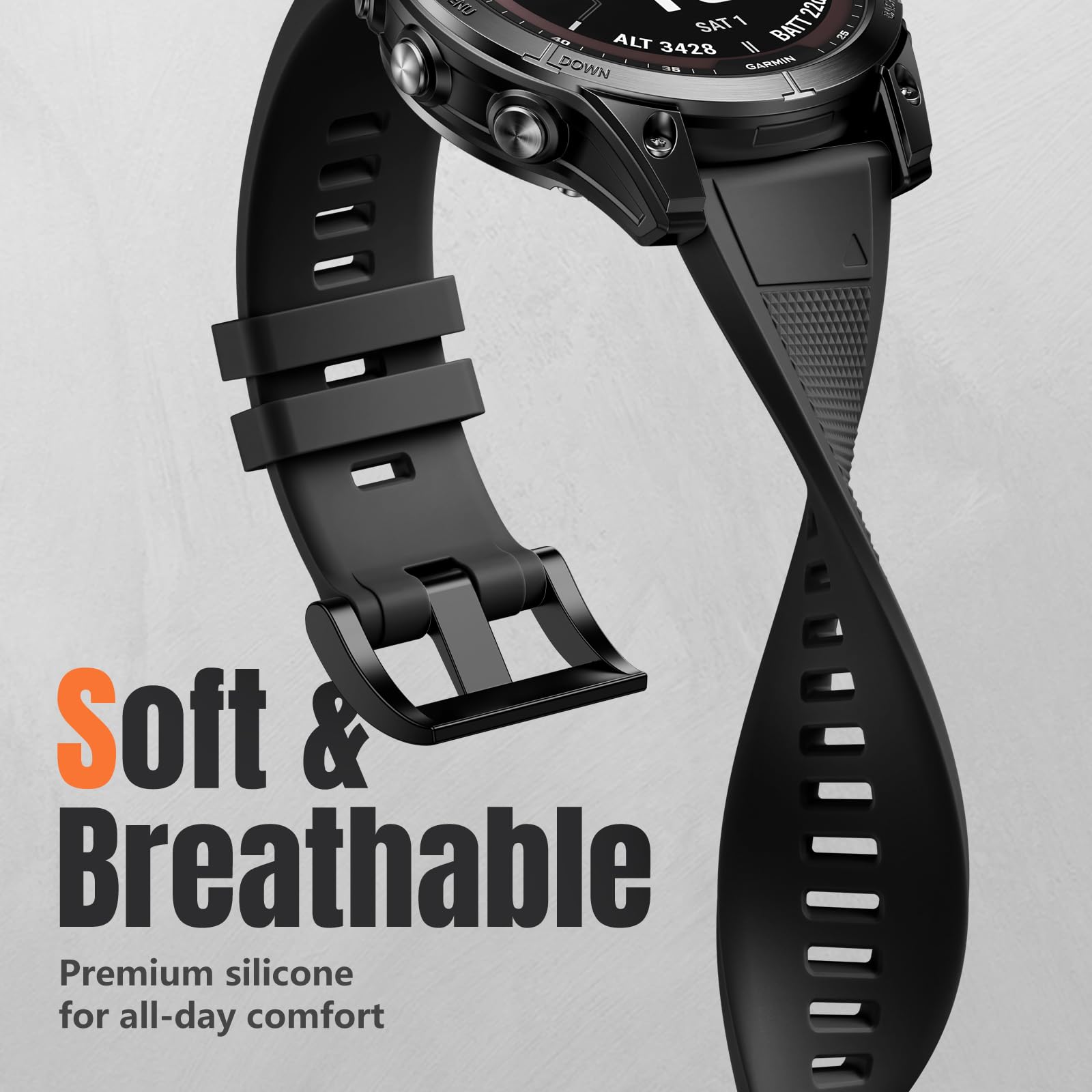 Laffav Pasek kompatybilny z Garmin Fenix 6X Pro – QuickFit 26 mm pasek do zegarka Fenix 6X, Fenix 7X Pro Fenix 7X Fenix 8, sportowy, silikonowy pasek zapasowy do Fenix 5X 3 Epix Pro Gen 2 51 mm