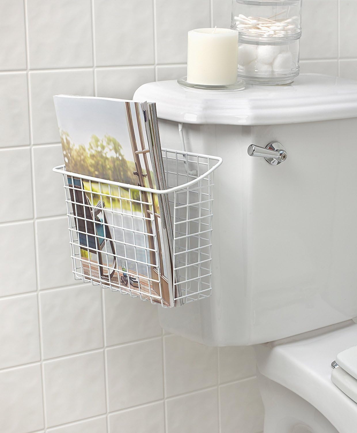 Spectrum Diversified Grid Over the Tank Magazine Holder, White