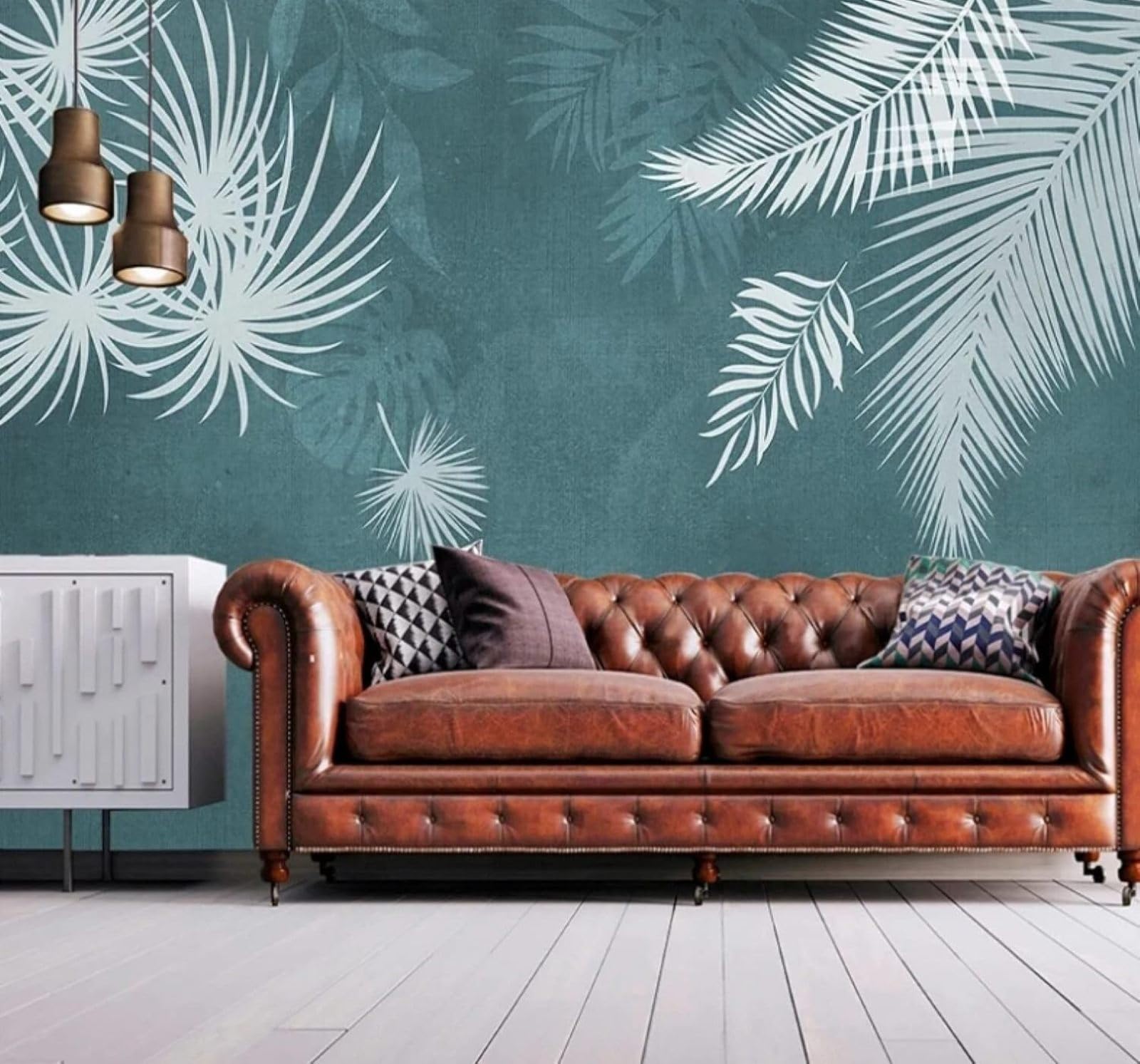 XLMING Retro Fresh Hand Drawn Plants Leaves 3D Wallpaper Luxury Home Dining Decor Paste Sofa Living Room The Wall for Bedroom Mural-150cm×105cm