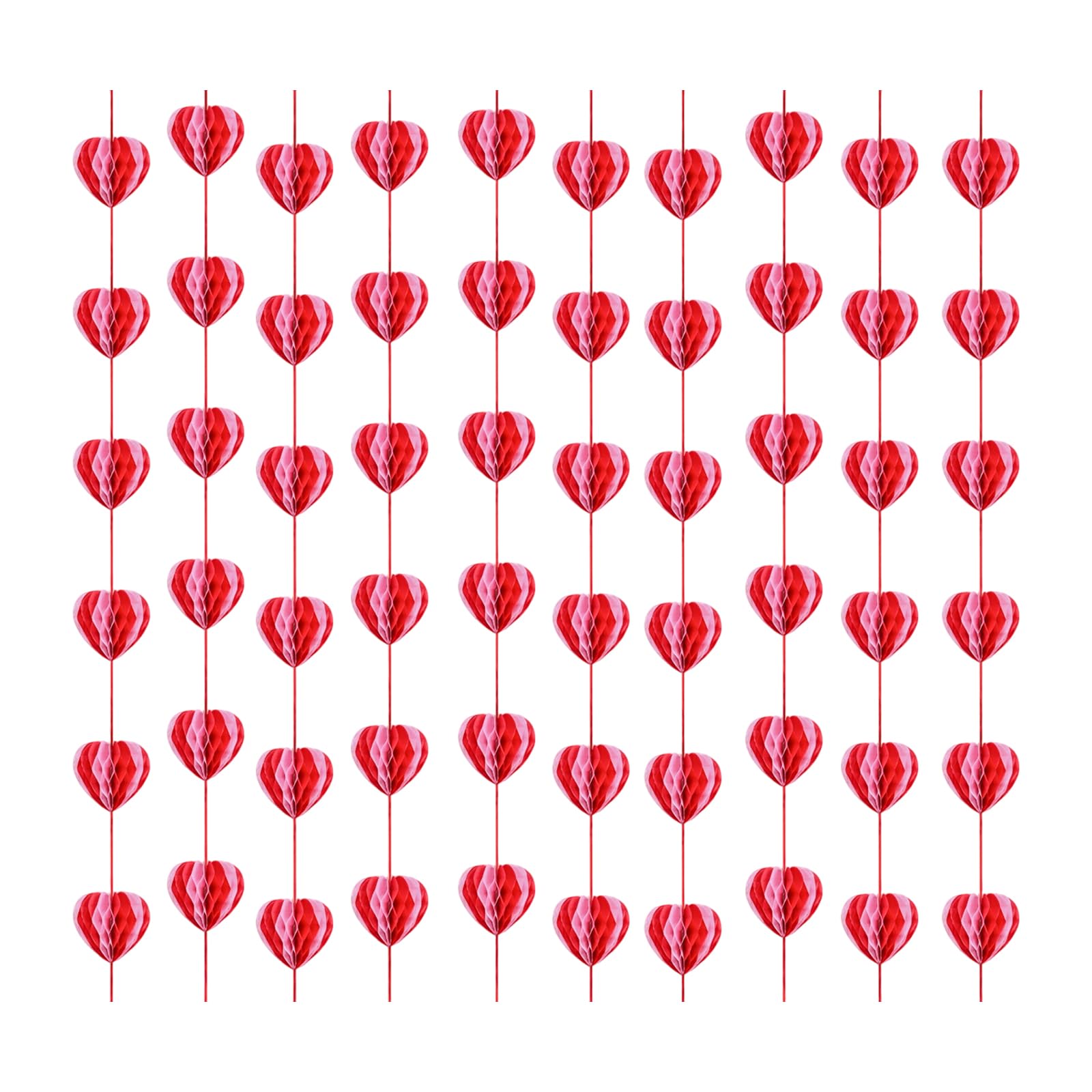 Wlnext A Foldable 3D Love Heart Garlands Banners With Honeys Comb Pattern Thick Paper Streamers For Parties Nd Event Red Garlands