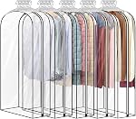 3 Pack 60" All Clear Garment Bags for Hanging Clothes Storage, 10" Gusseted Large Capacity Garment Rack Cover, Large Hanging Clothing Bag for Dress Gowns, Coats, Suit, Down Jacket