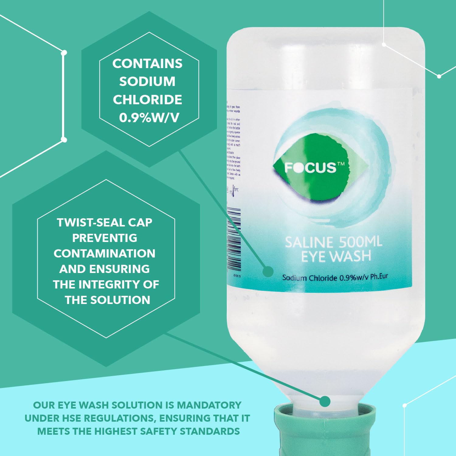 Enfoque Salino Líquido Para Los Ojos 500Ml Estéril