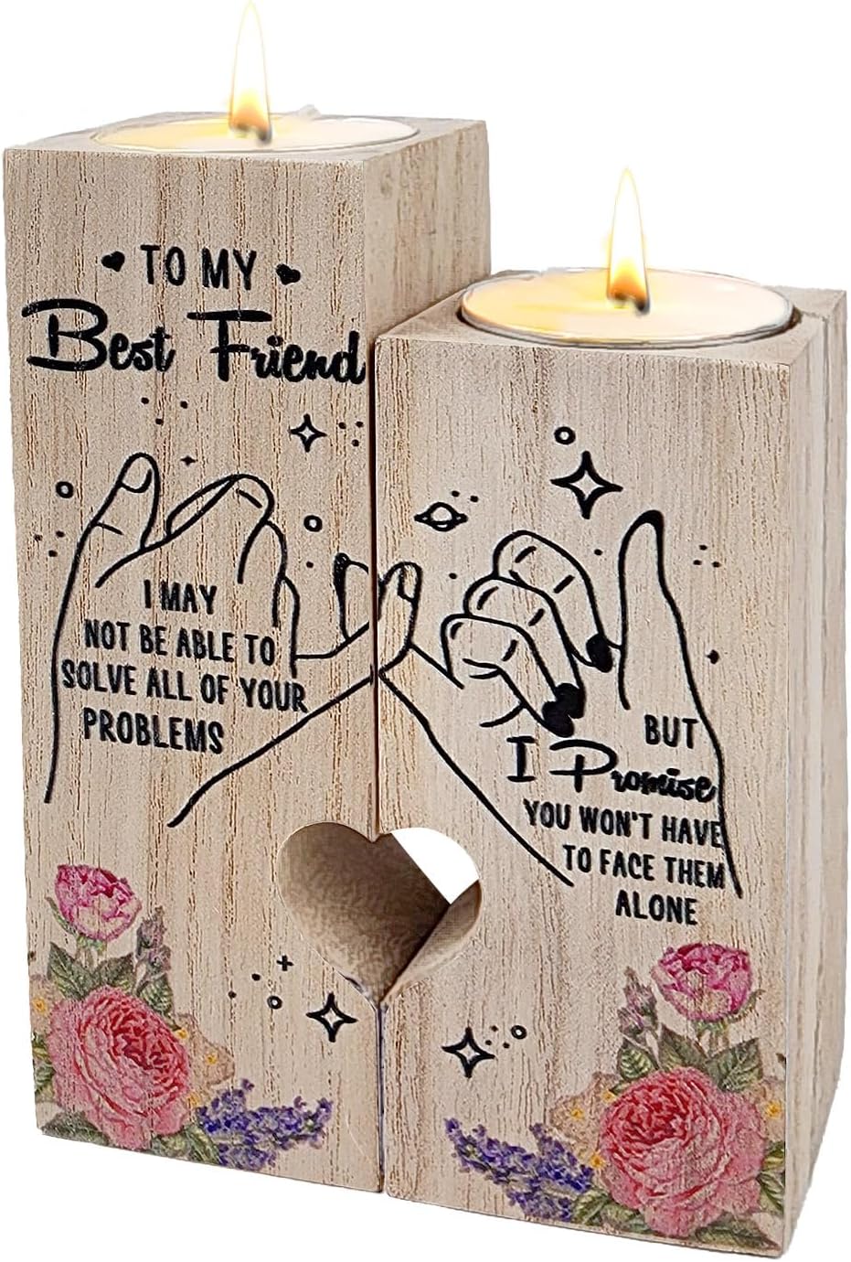 Wooden Heart Shaped Candlestick To My Bestie Candle Holder with