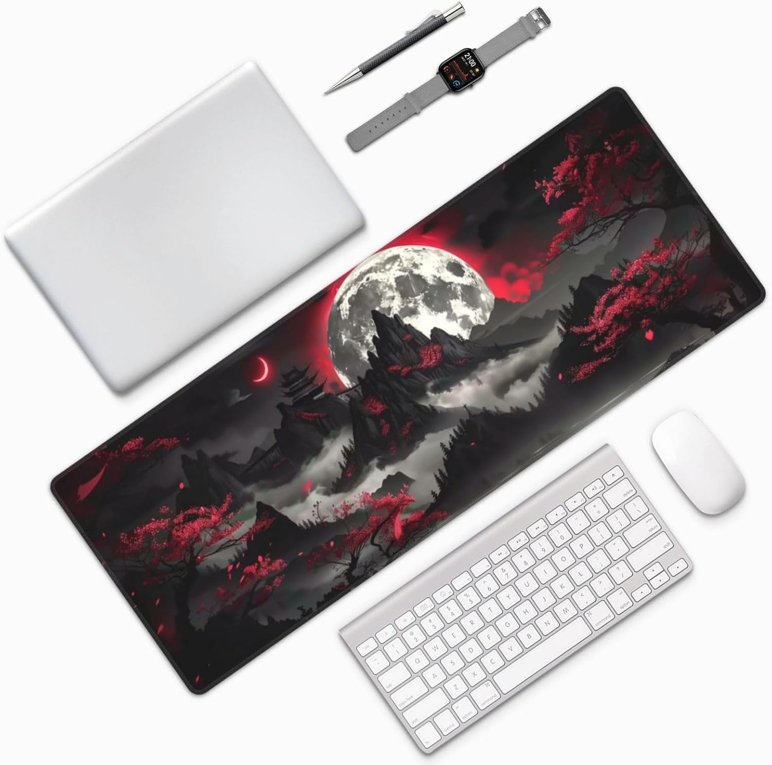 Extended Gaming Mouse Pad, Large Gaming Mouse Waterproof with Stitched Edges, Non-Slip Desktop Pad for Home and Office, Level Up Your 31.5x11.8 Inch… (Dark Night) - Image 9