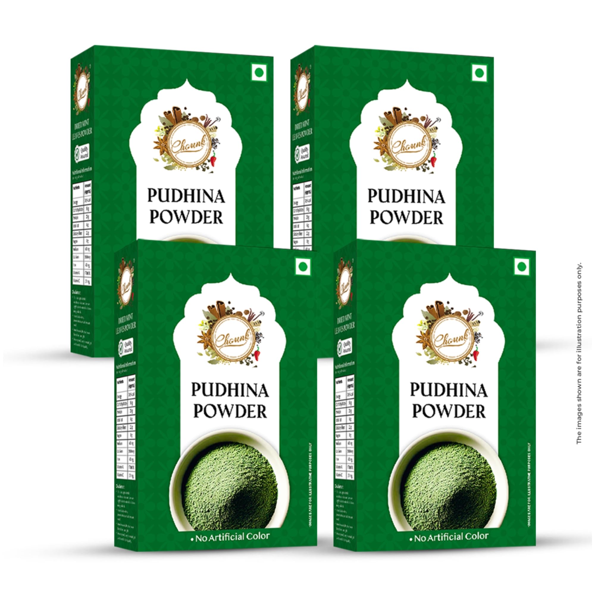 Chounk Pure And Natural Mint Powder | Pudina Powder with No Added Flavors & No Preservatives | Dry Mint Leaves Powder - 400 Grams (100 Grams X 4 Pack)