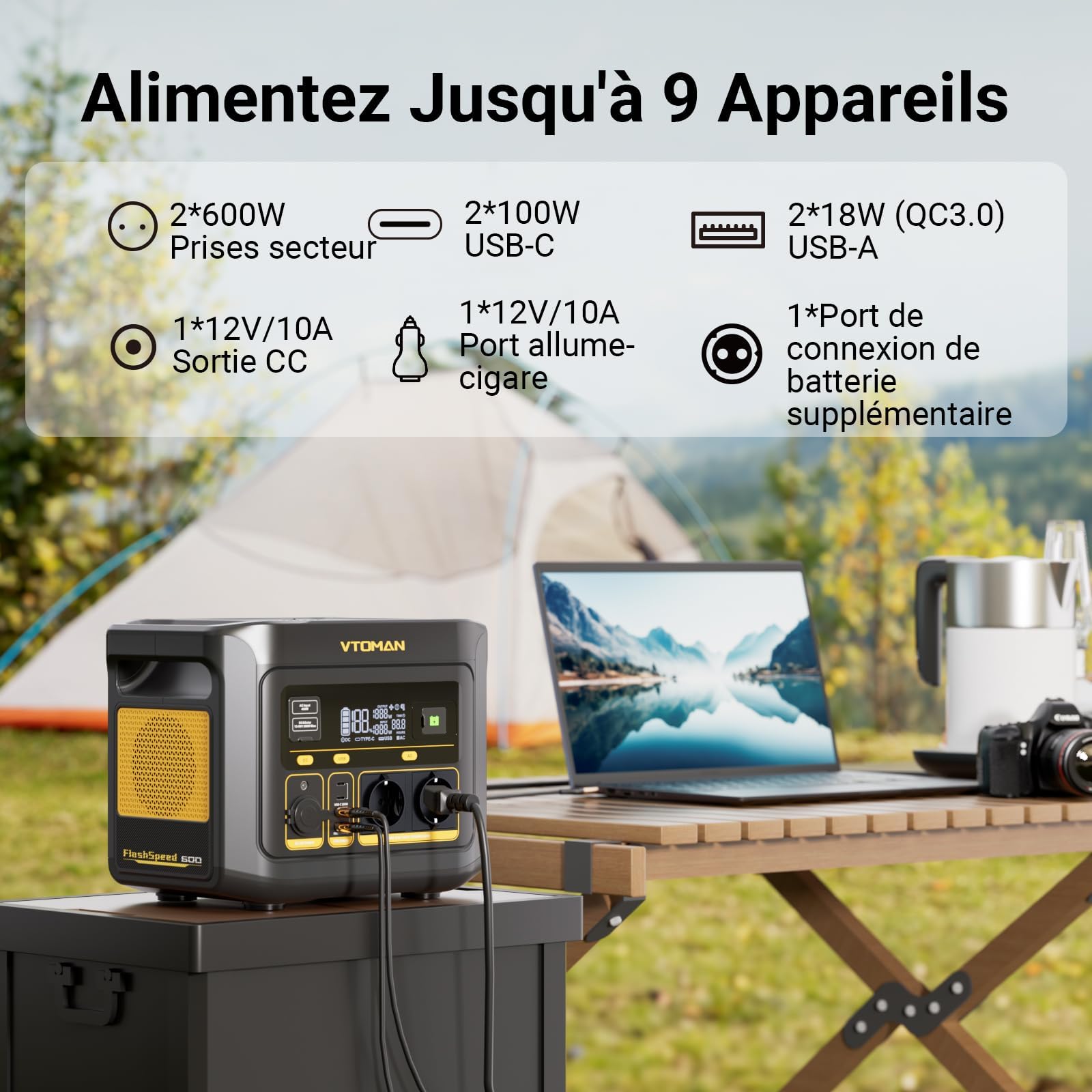 VTOMAN FlashSpeed 600 499Wh Générateur Électrique Portable, Charge Rapide