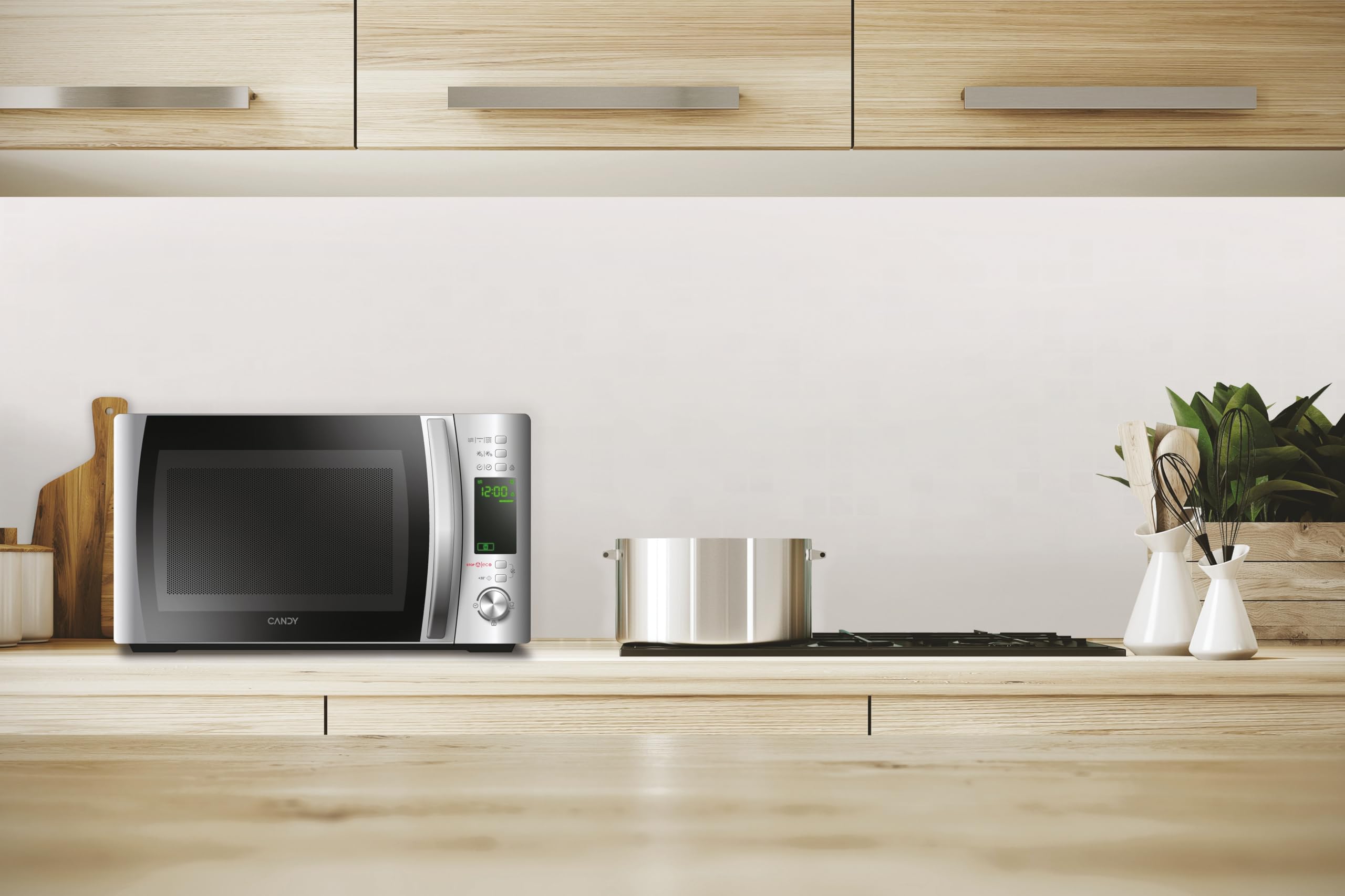 Candy COOKinAPP Forno a Microonde con Grill, 20 Litri, 700W, 40 Programmi, App Simply-Fi, Funzione Defrost e Start Express, Child Lock, Libera Installazione, 44 x 35,75 x 25,9 cm, Argento - CMXG20DS