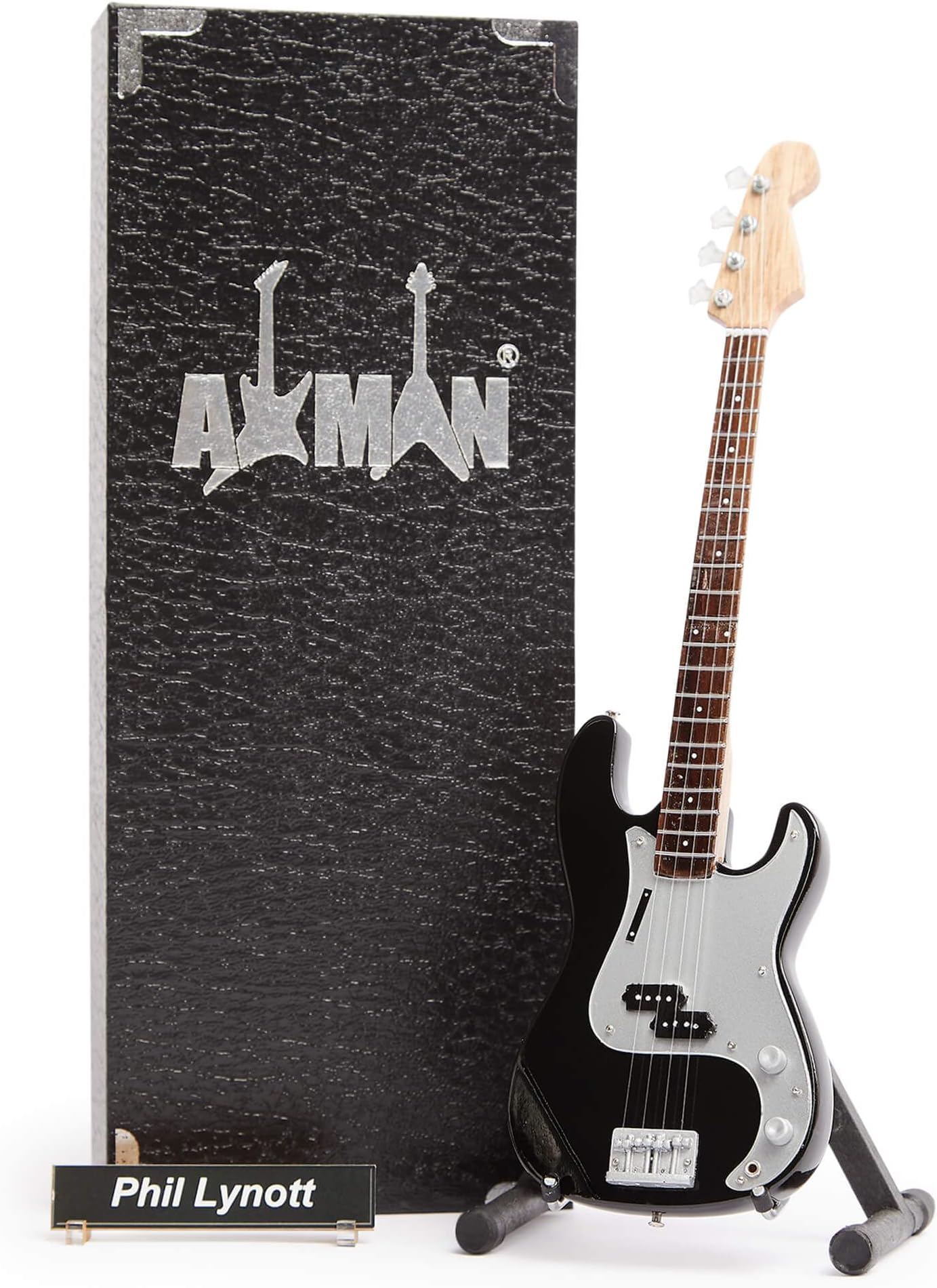 Phil Lynott (Thin Lizzy): Miniature Guitar Replica - Music Gifts - Handmade Ornamental 1/4 Scale - Includes a Display Box, Name Tag and Miniature Guitar Stand