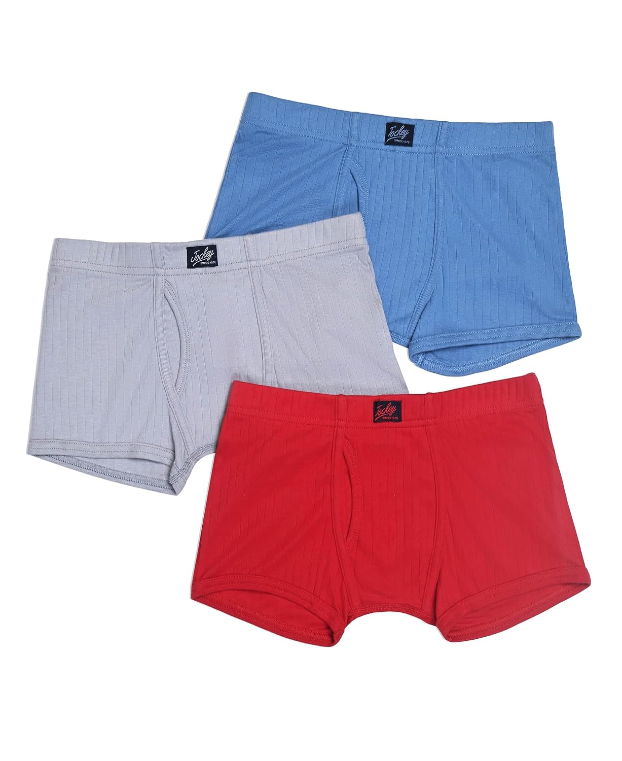 Jockey 3036 Boys Super Combed Cotton Rib Fabric Solid Trunk with Front Open Fly and Ultrasoft Waistband (Pack of 3)_Corone...