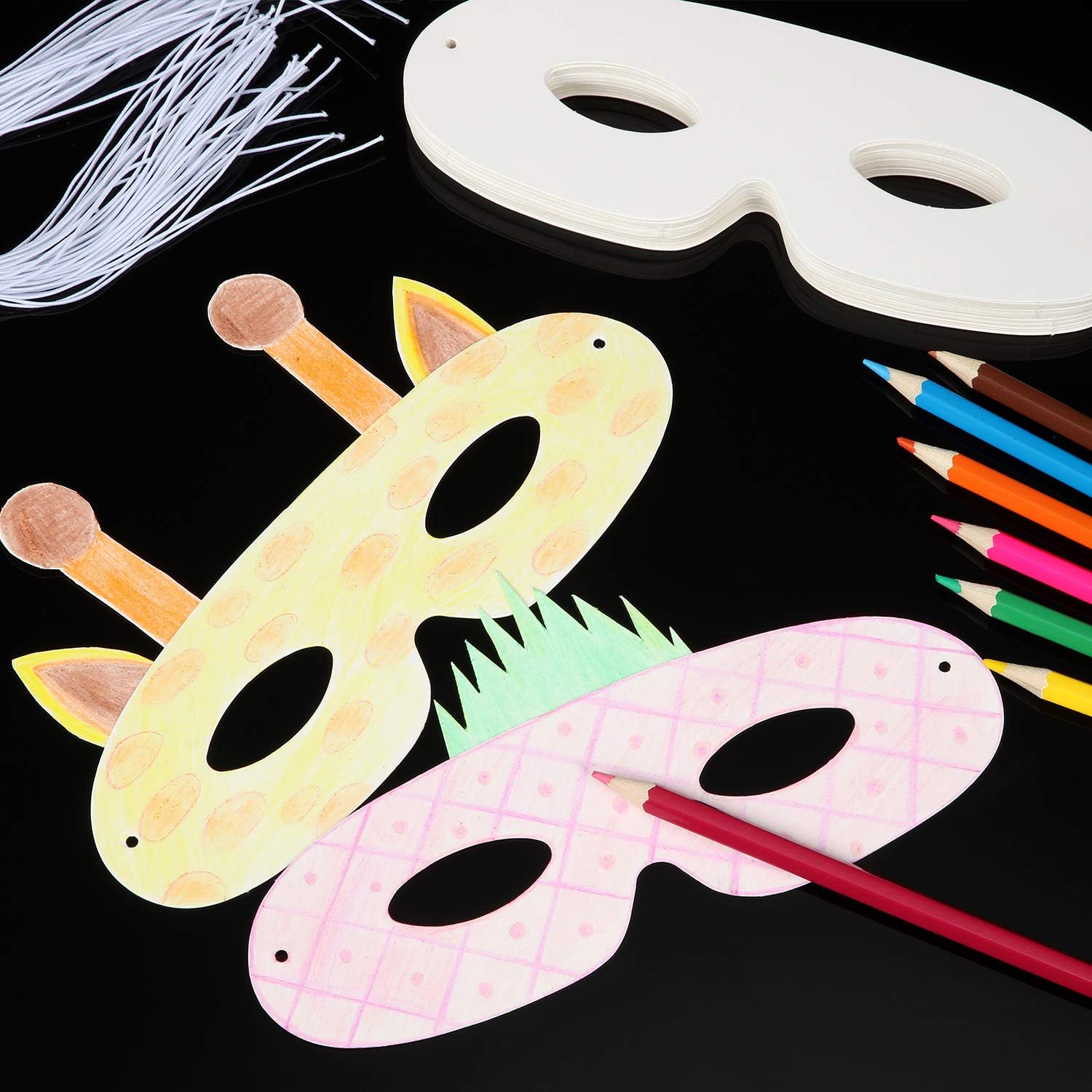 Gejoy 40 Pack Blank White Masquerade Eye Masks with Elastic Strings, Pre-Punched DIY Decorating Masks for Carnival & Mardi Gras Parties, Costume Accessory, Photo Booth Props - Image 6