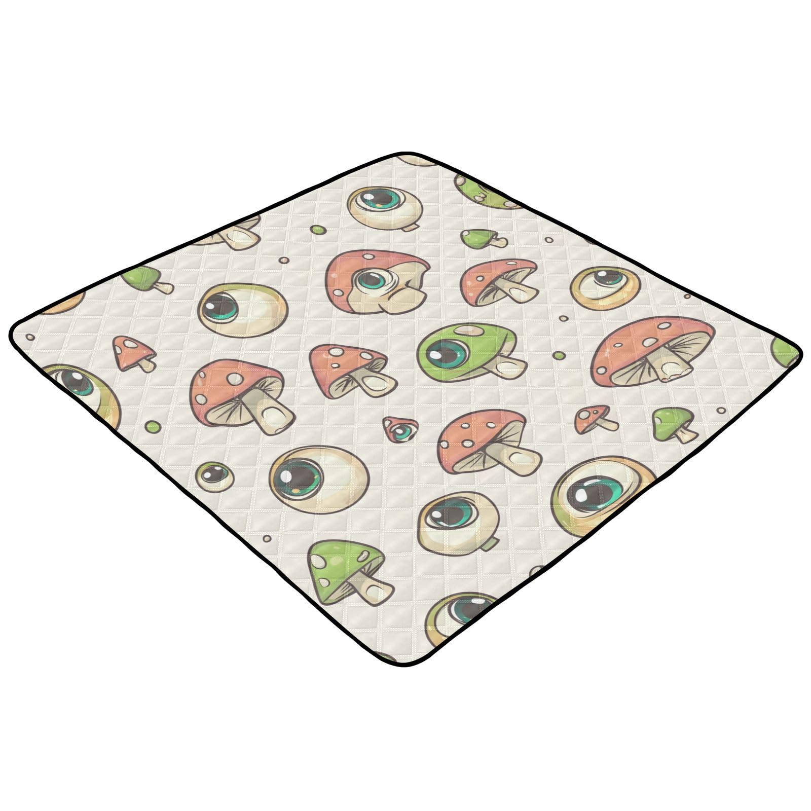 Kigai Eyes Mushroom Baby Play Mat for Floor and Playpen 50x50 inch Non-Slip Baby Activity Playmat Waterproof Foldable Crawling Mat for Infants Toddlers