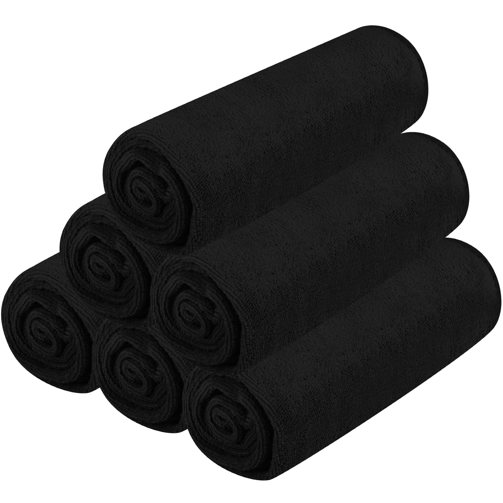 DASHUAIGE 6 Pack Microfiber Sports Towel, 35cm x 75cm Fast Drying Ultra Absorbent for Fitness, Travel & Camping - Lightweight Quick Dry Sweat Towels (Black)