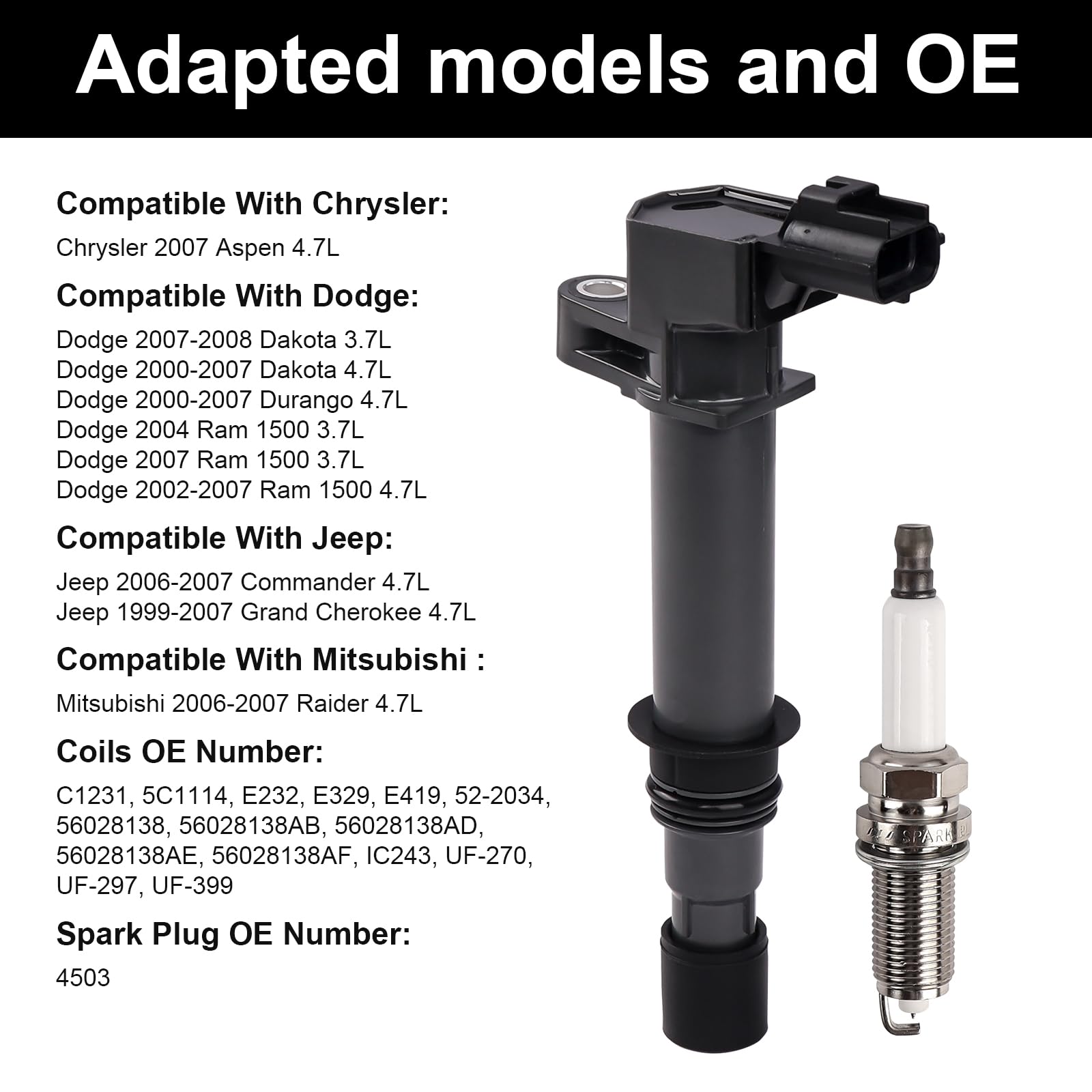 1999-2007 Jeep Tune Up Kit 8 Ignition Coils & 8 Spark Plugs Kit For Jeep Grand Cherokee 1999-2007 4.7L V8 - Part UF270 Spark Plugs & Glow Plugs For Jeep Cherokee
