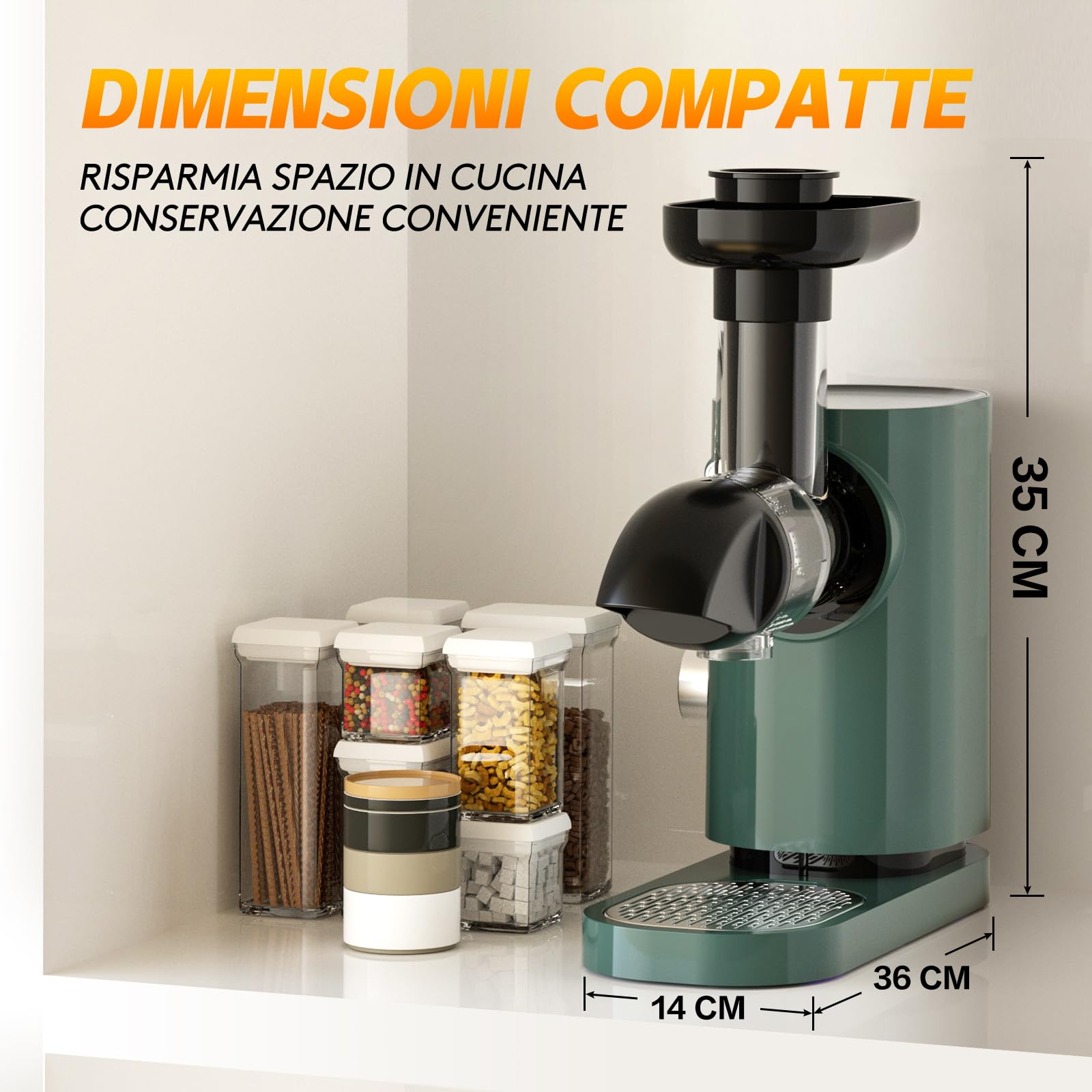 Aobosi Estrattore Frutta e Verdura, Estrattore di Succo a Freddo con Motore Silenzioso e Funzione Inversa, senza BPA & Facile da Pulire & Spazzola（150 Watt/Verde）
