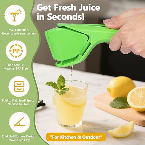 Miniatura 3 de Exprimidor manual plegable para limón y naranja  Colador de pulpa y semillas  Apto para lavavajillas, ahorro de espacio  Cocina y uso al aire libre