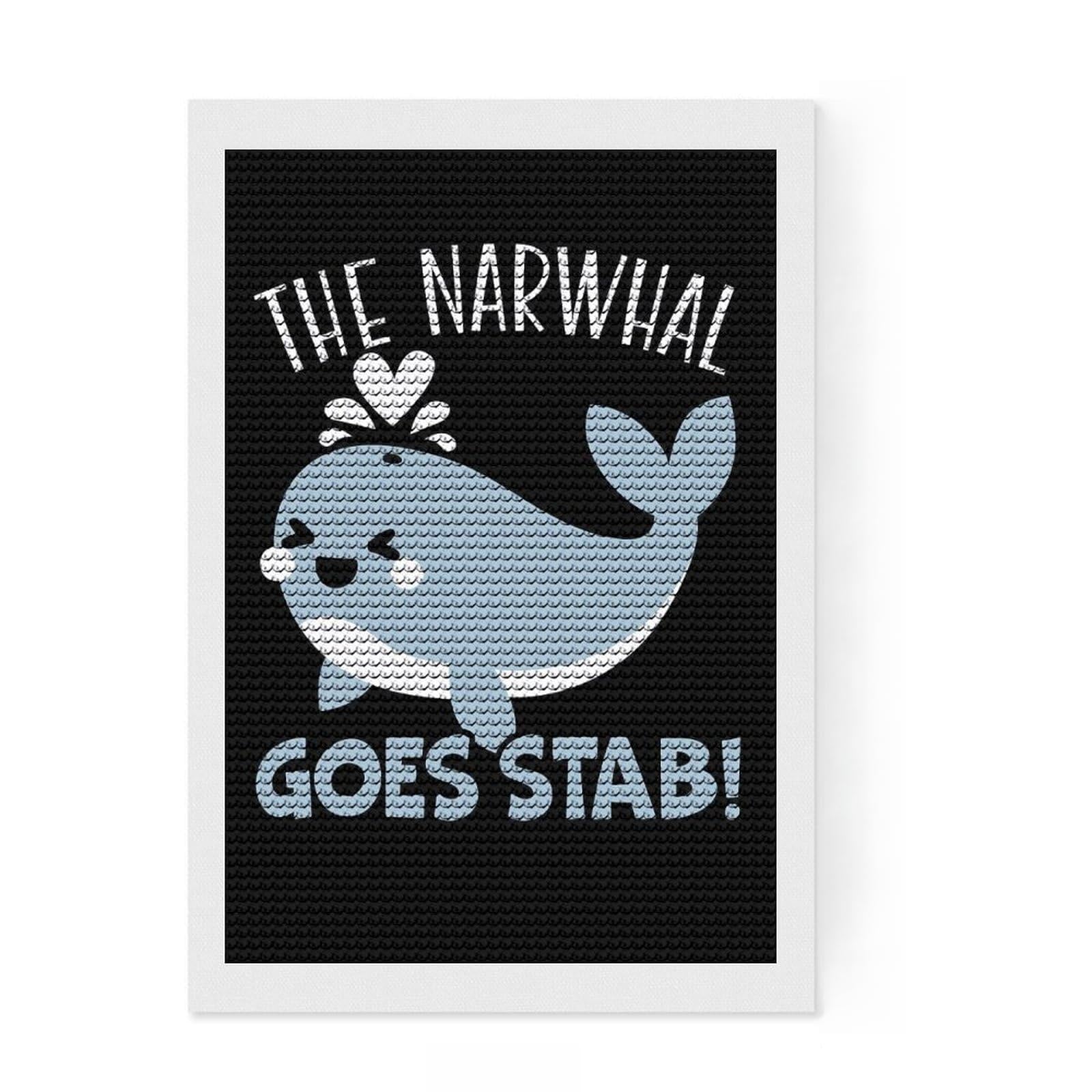 Junmoney The Narwhal Goes Stab Diamond Art Kit 8"x12", for Teens, Enjoyable At-Home Hobby, Modern Decor, Birthday Gift, Easy to Enjoy