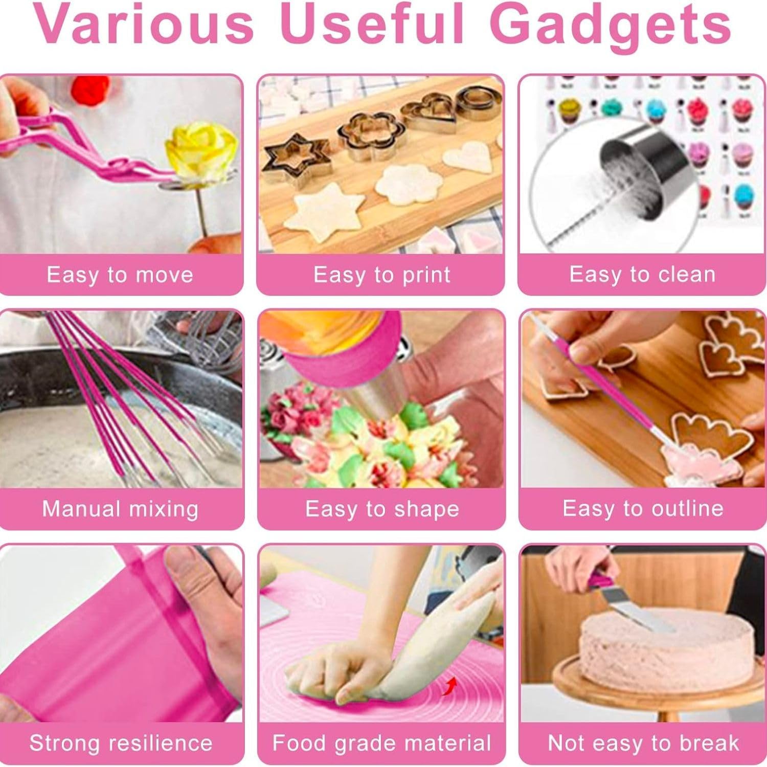Tingjia Kit di strumenti per decorare torte: 274 accessori da forno con custodia, set di sac à poche e punte per glassa, set per cupcake, biscotti, glassa, fondente, panetteria, per adulti e