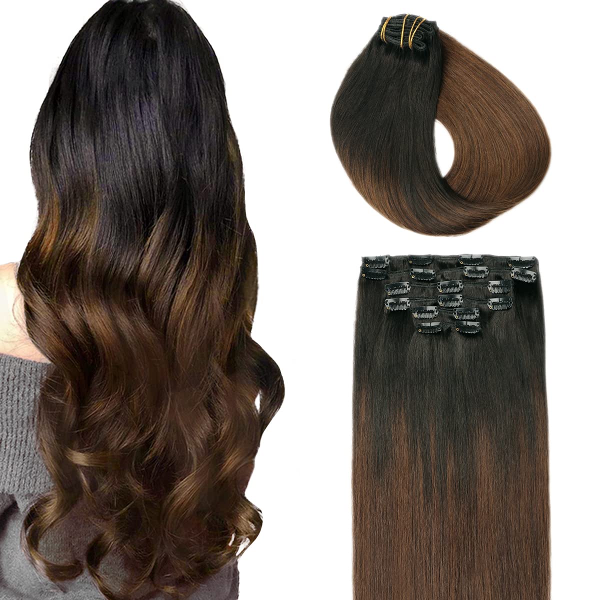 SURNEL Extensiones Clip Pelo Natural 100g 40cm 6 Piezas Rubio Platino Claro Extensiones De Clip De Humano Real Extensiones Pelo Remy Natural (C#60-40cm) — view 32