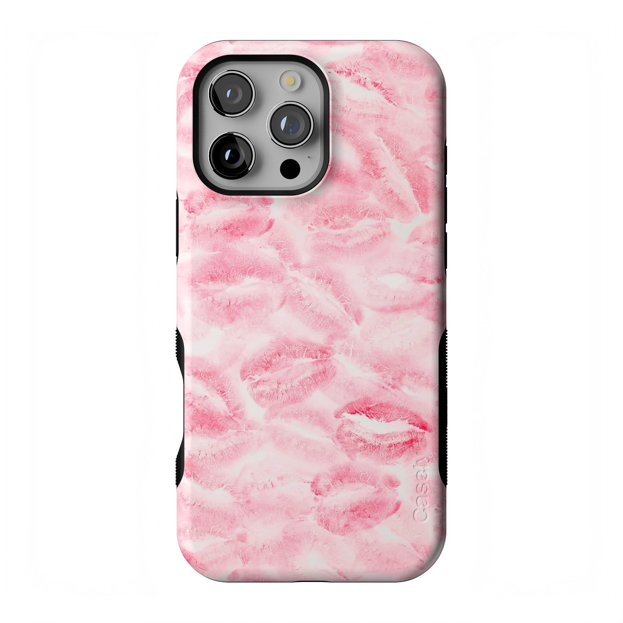 Casely iPhone 16 Pro Case | Sealed with a Kiss | Pink Lipstick | Compatible with MagSafe | Bold Protective Case Design