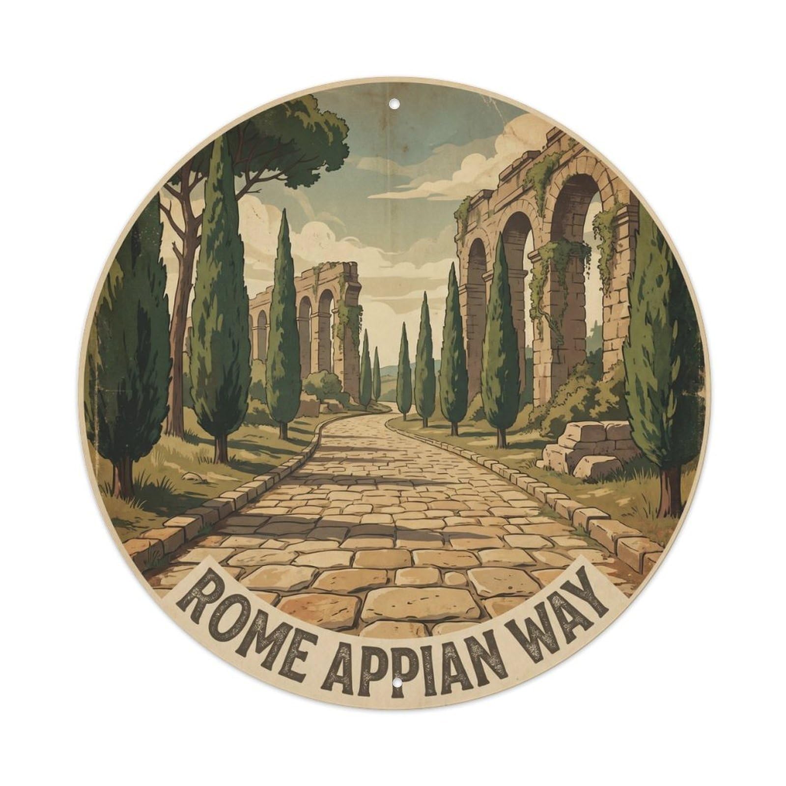 Appian Way Rome Italy City Landmark Travel Retro Metal Tin Sign