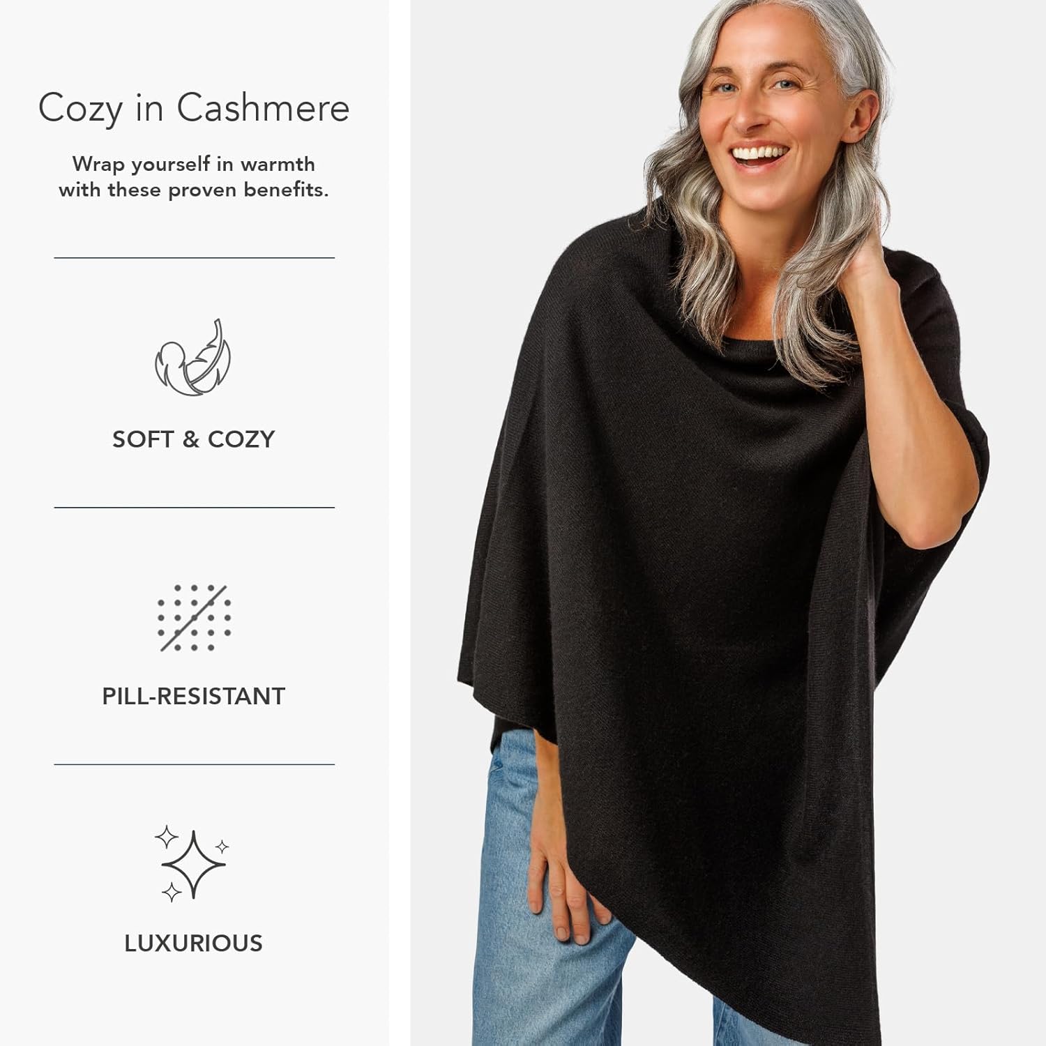 Fishers Finery Women's 100% Cashmere Knit Poncho - Image 4