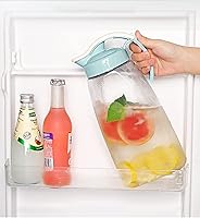 Vista 5 de Frcctre Paquete de 2 jarras de agua de plástico con tapa, jarra hermética transparente de 74 onzas para jugo, café, té helado, limonada, resistente