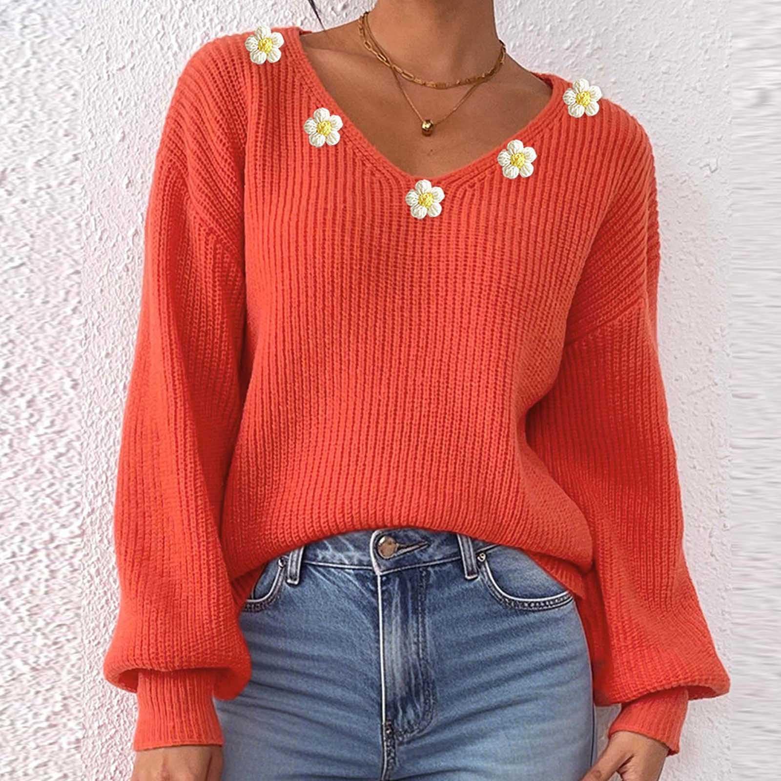 Maglione Donna Scollo a V Oversize Maglia con Stampa Casual Elegante | Linea ampia e comoda, tessuto piacevole al tatto, stile senza tempo e comfort quotidiano, abbinamenti facili da ufficio.