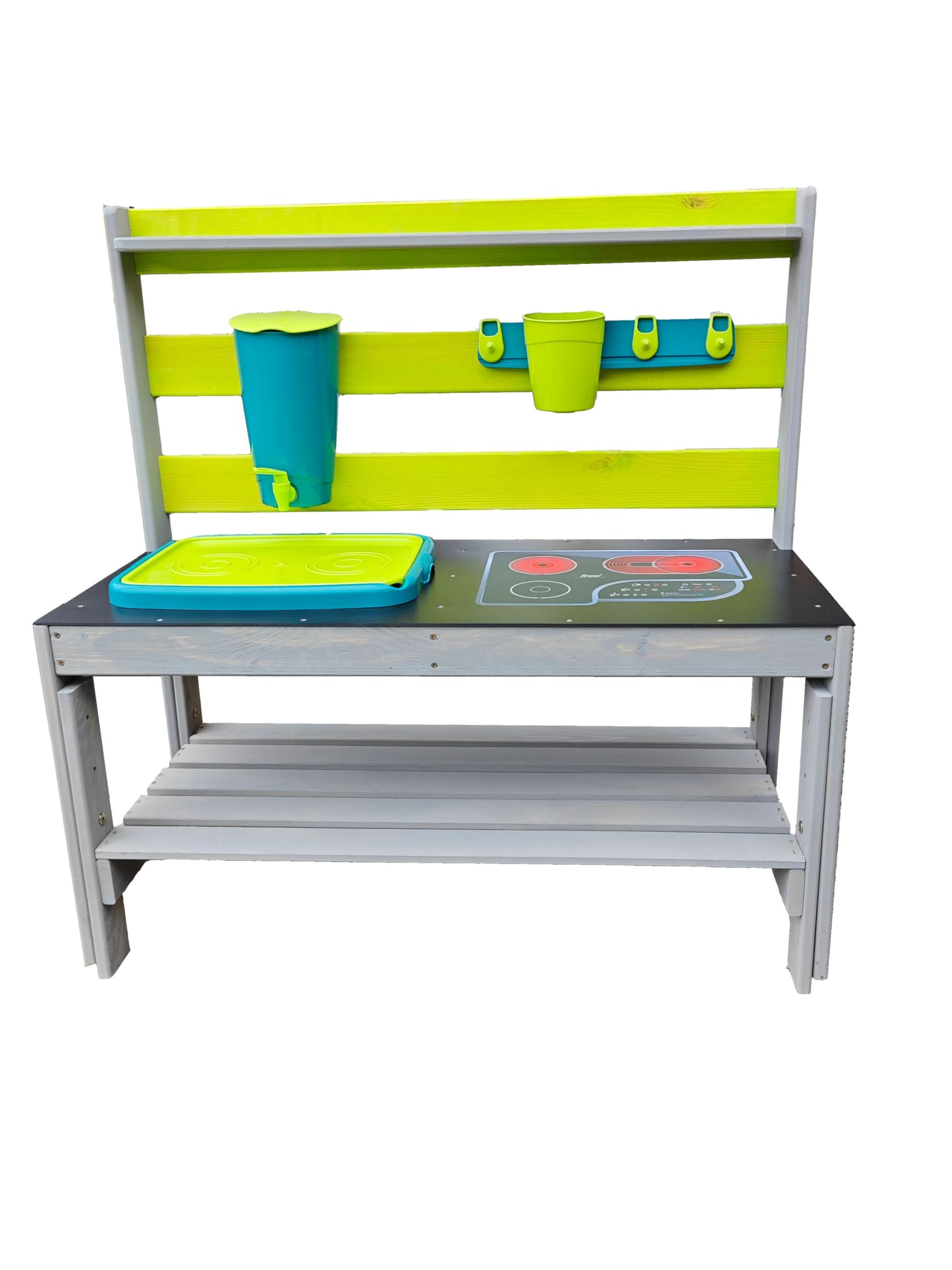 Kinder Matschküche aus Holz mit Zubehör B88 x T38 x H90 cm