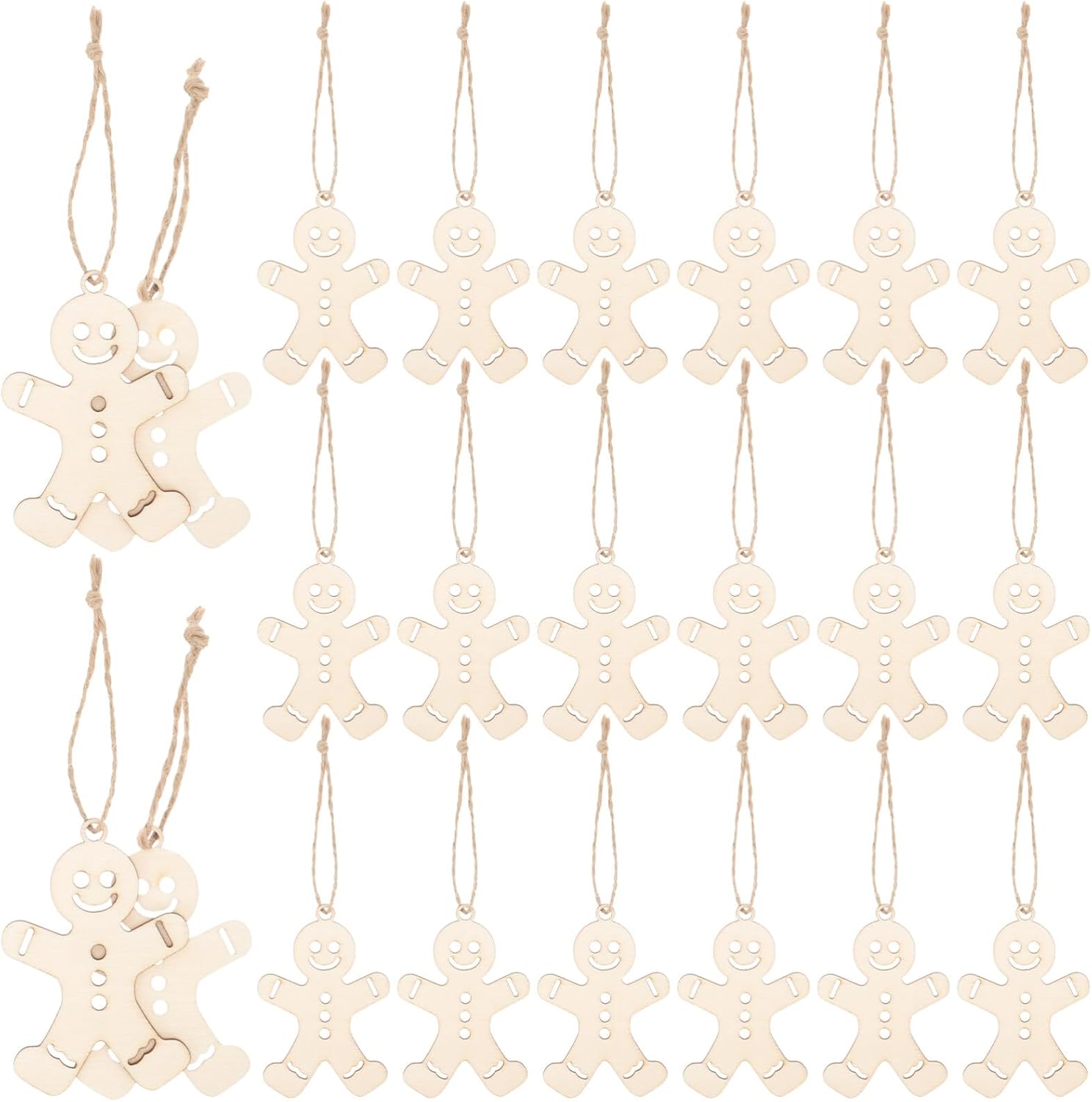 Kichvoe 100pcs Unfinished Gingerbread Man Cutouts Christmas