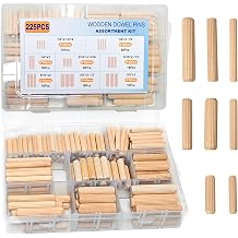 8 Values Wood Dowels Kit 1/4 3/8 5/16 Inch Fluted Wooden Dowel Pins Pegs Assortment for Furniture Woodworking DIY Crafts 225Pcs
