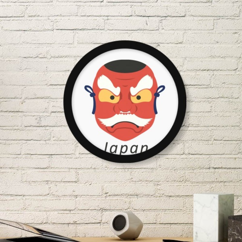 Máscara de fantasma japonesa tradicional cuadro redondo negro grande de pared