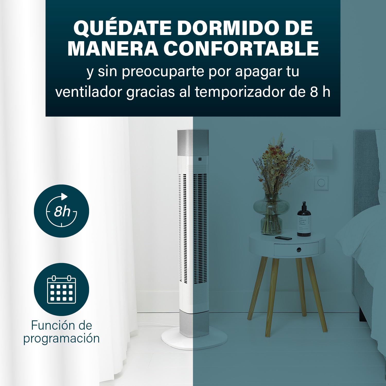 Princess Ventilador de torre compacto 3 ajustes y 3 velocidades - Oscilación - Conectado