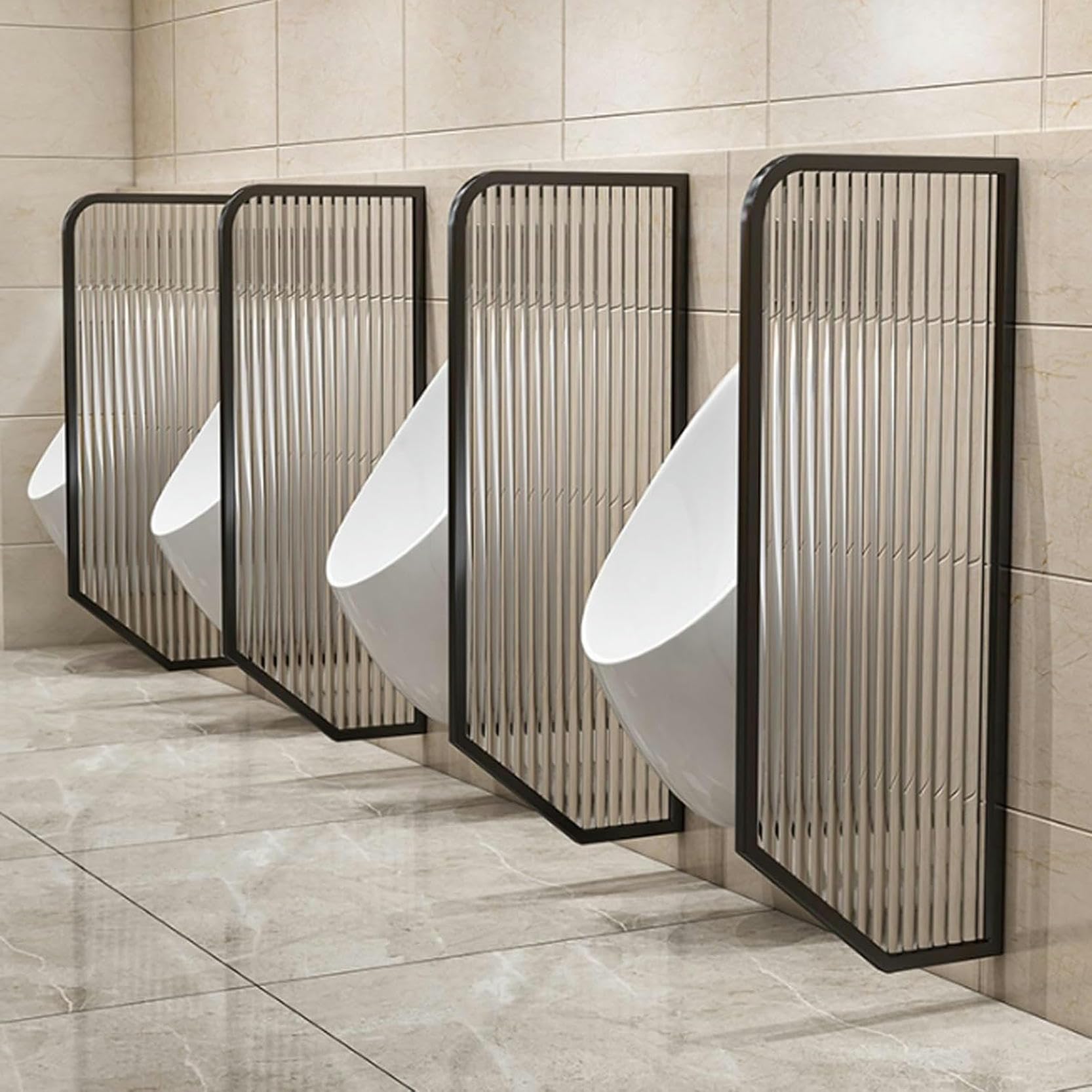 BKSXSOP Public Mens Urinal Privacy Partition, Wall-Mounted Tempered Glass Waterproof Divider Screen for Restroom