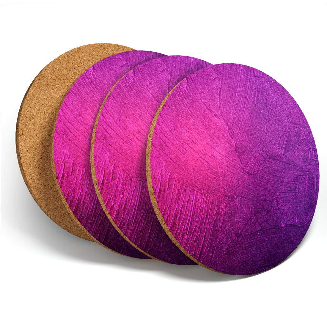 Destination Vinyl Coasters Multicolor 4 Set - Pink And Purple Ombre Ink - Coasters Kitchen Drinks Coaster #14487