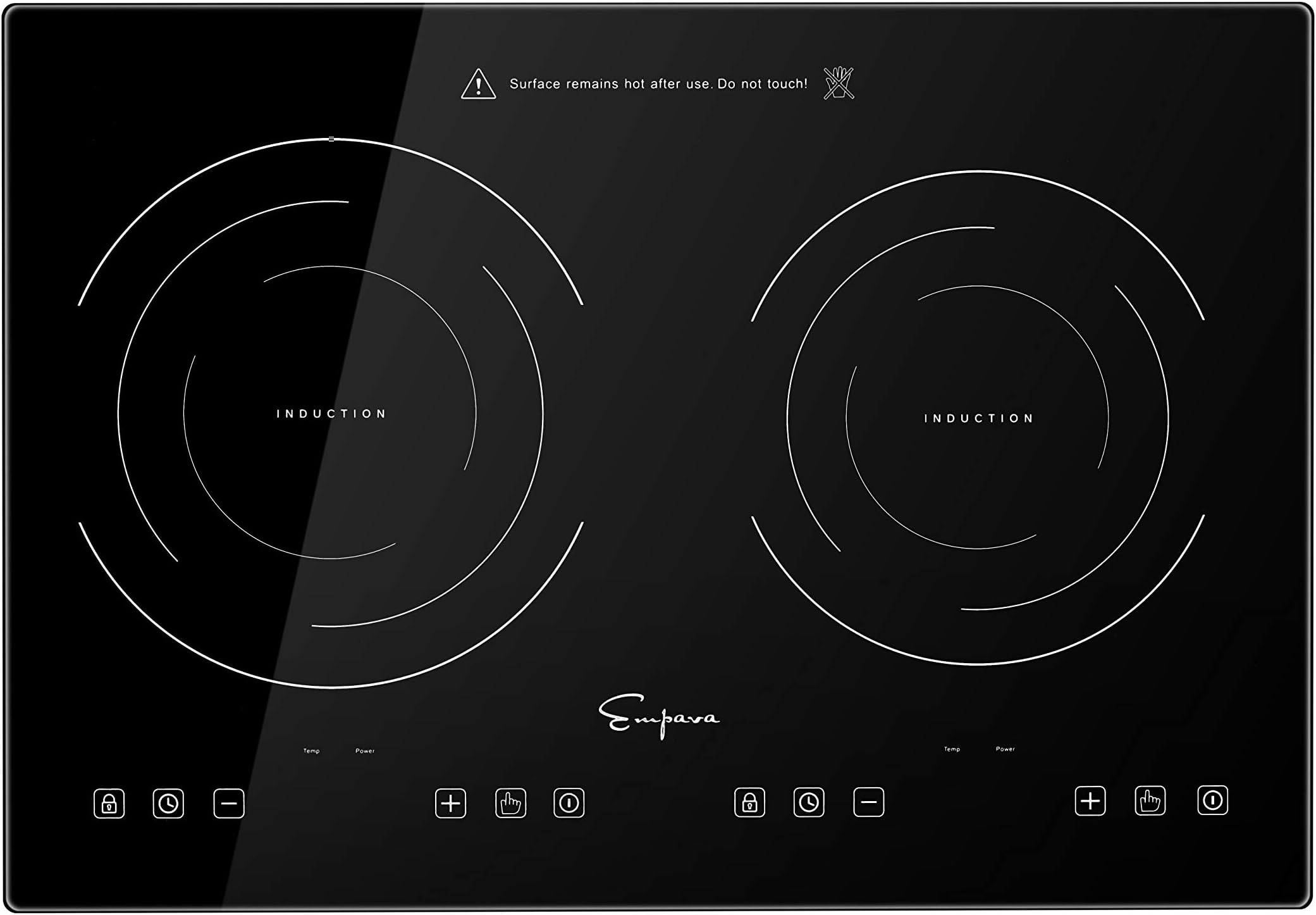 Empava Electric Stove Induction Cooktop with 2 Burners in Black Vitro Ceramic Smooth Surface Glass 120V, 12 Inch